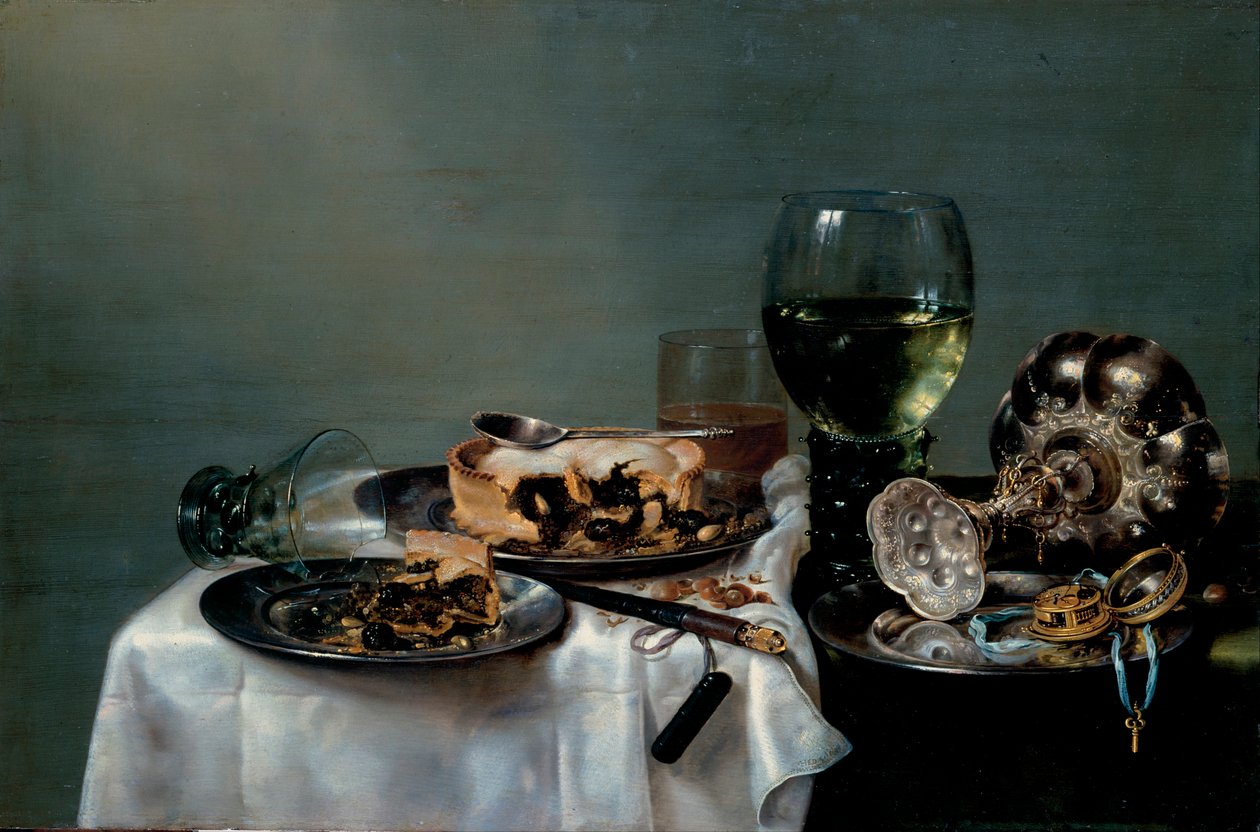 Nature morte de table du petit-déjeuner avec tarte aux mûres - Willem Claesz. Heda