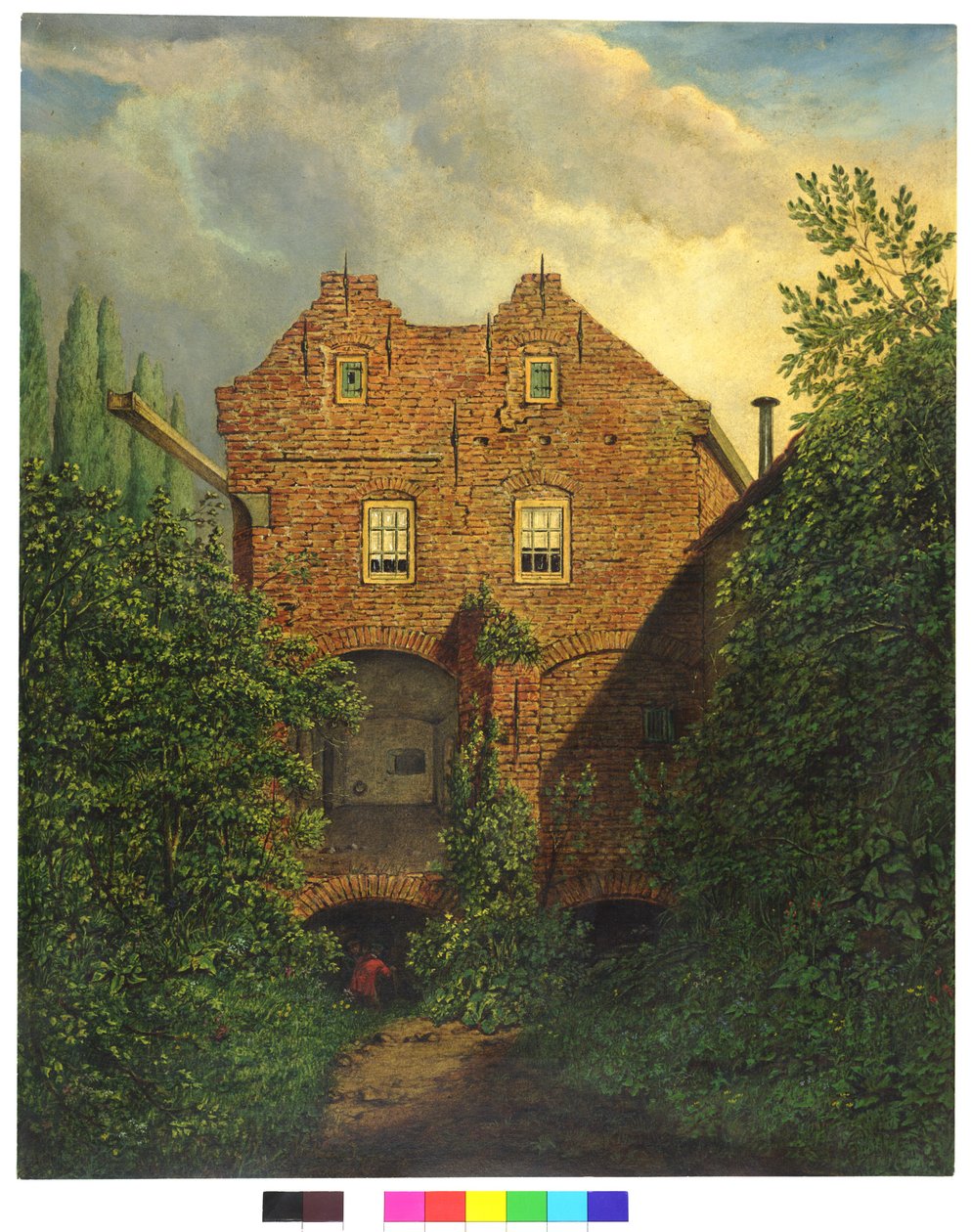 HUA-28425-Vue dans le bastion de Sterrenburg à Utrecht de la façade ouest de la maison au-dessus des emplacements de canon sud - Willem Cornelis van Dijk