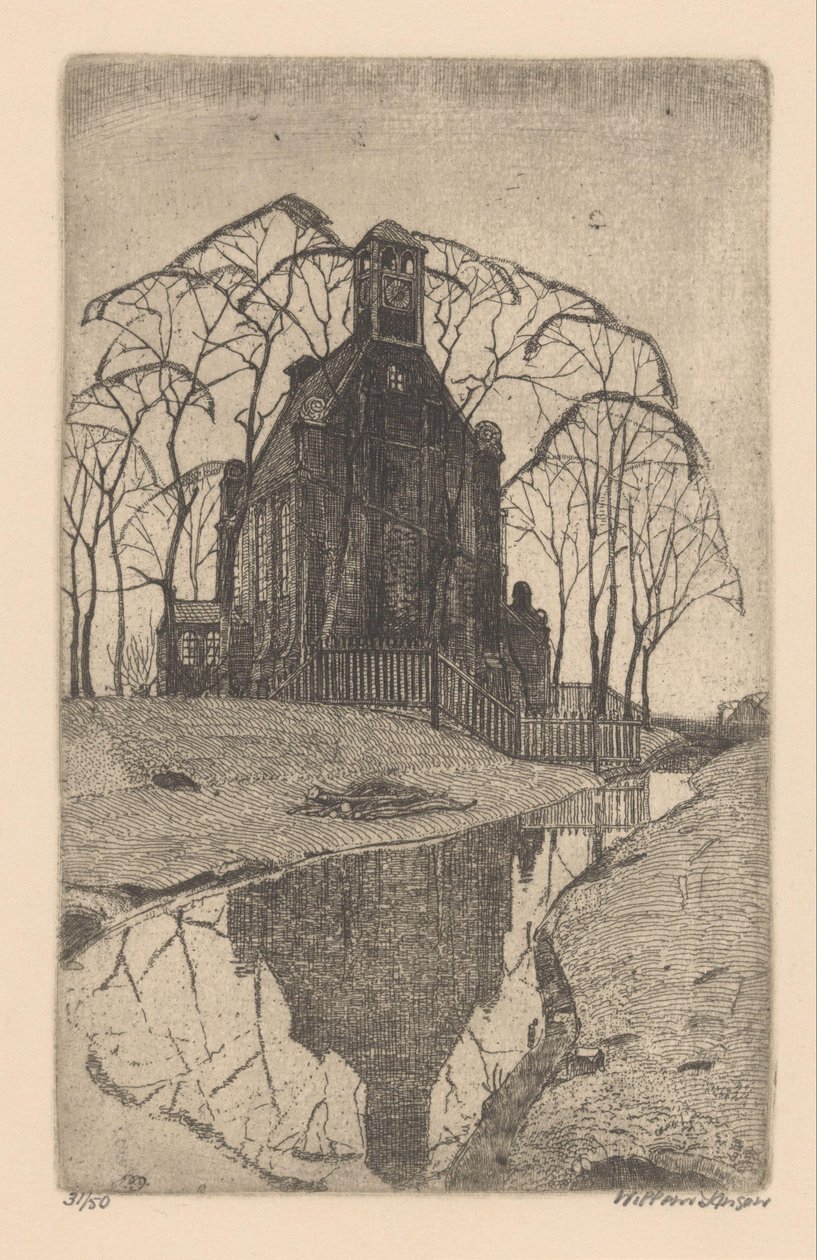 Église du village - Willem Jansen (graveur) (signed by artist)