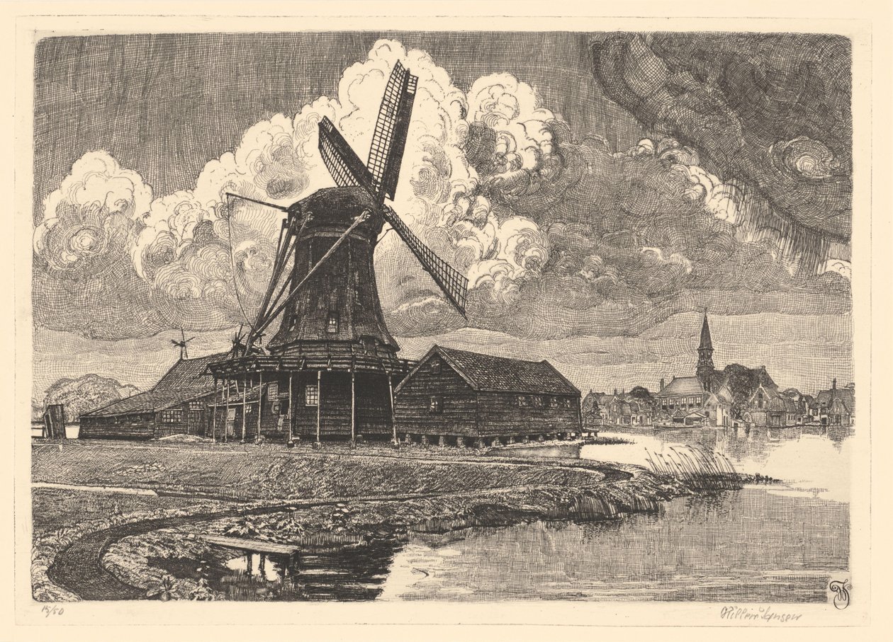 Moulin de Bonte Hen - Willem Jansen (graveur) (signed by artist)
