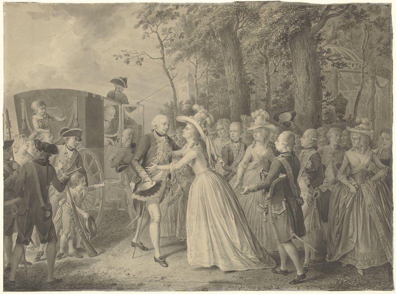 Rencontre de la princesse Wilhelmina avec son frère le roi Frédéric III de Prusse à Clèves, 1788 - Willem Joseph Laquy