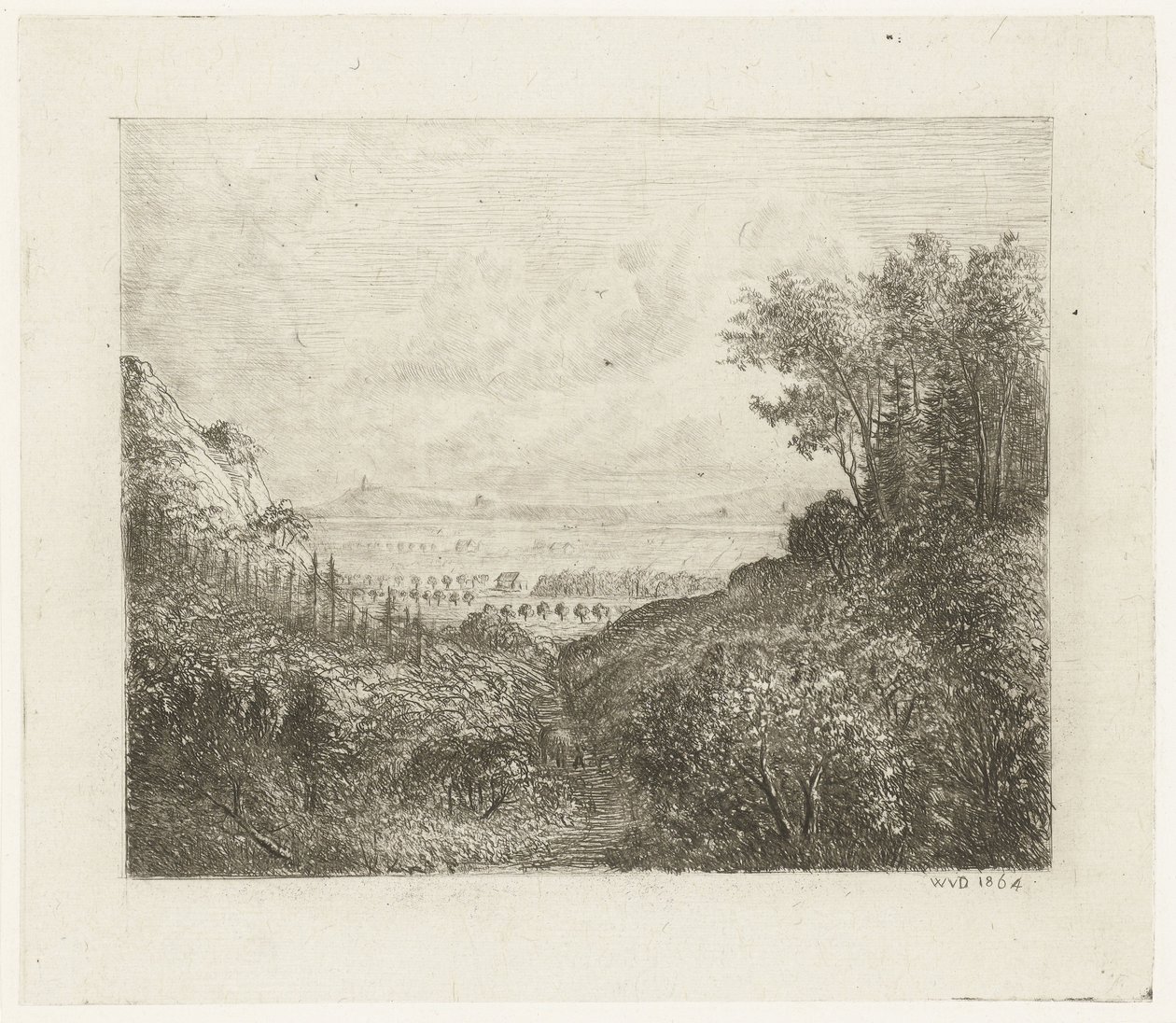 Paysage vallonné avec chemin vers la vallée - Willem Matthias Jan van Dielen