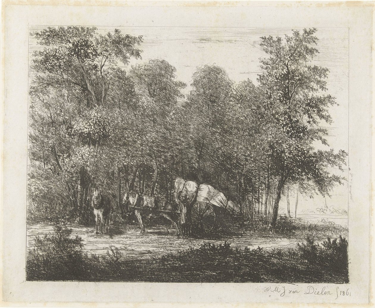 Paysage avec un homme près d