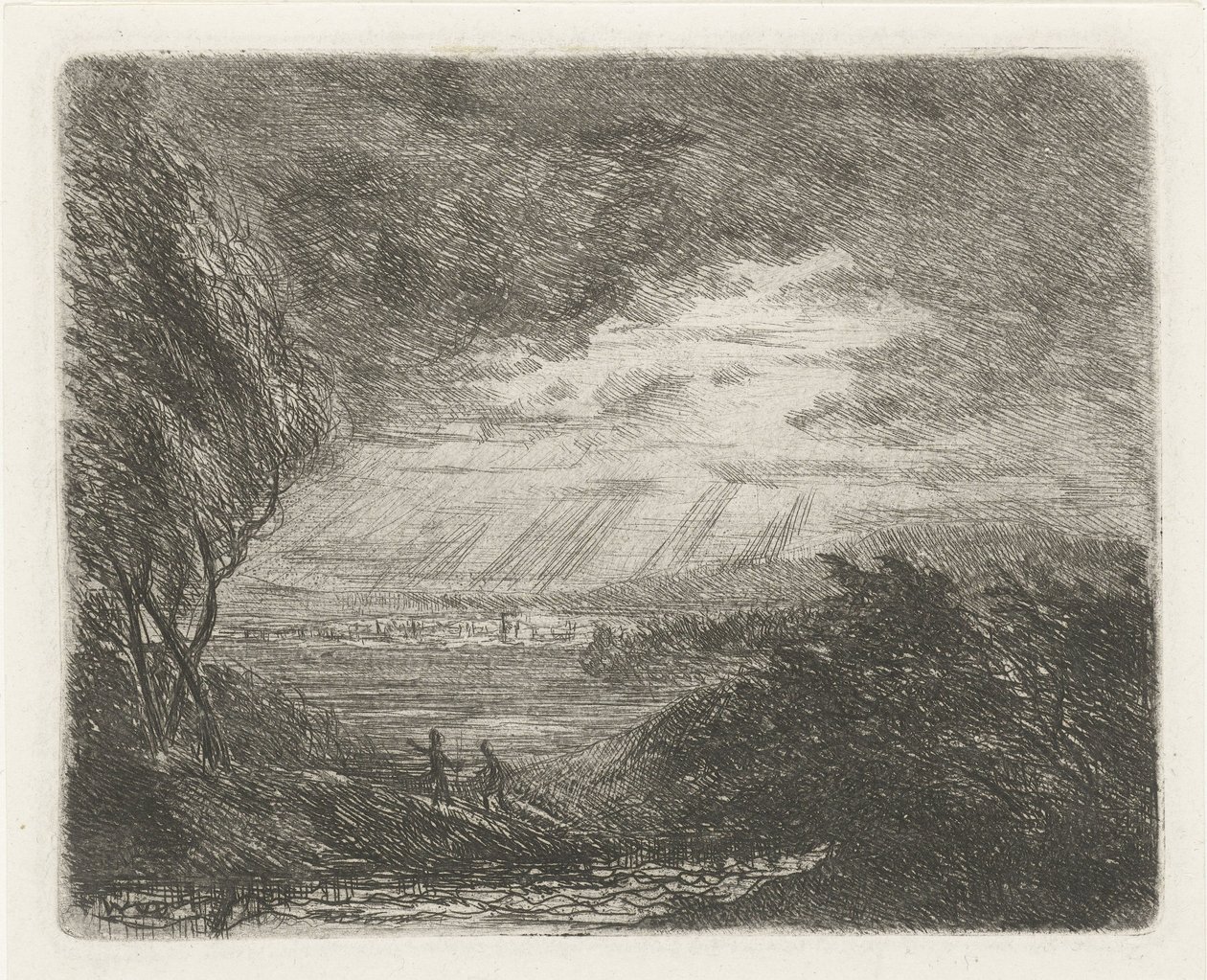 Paysage avec deux figures sous la tempête et la pluie - Willem Matthias Jan van Dielen
