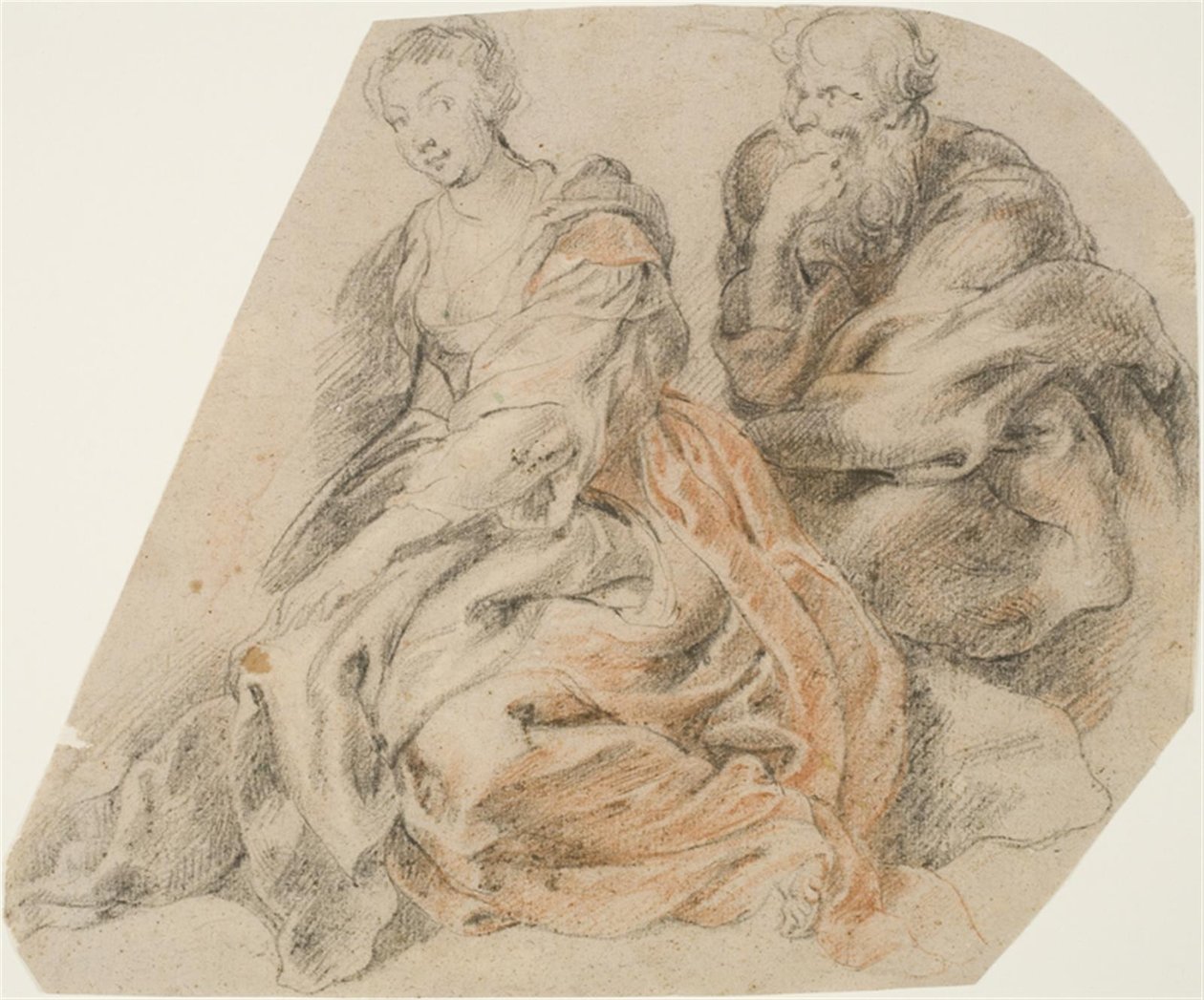 Une jeune femme et un vieil homme. (Marie et Joseph? Suzanne et l