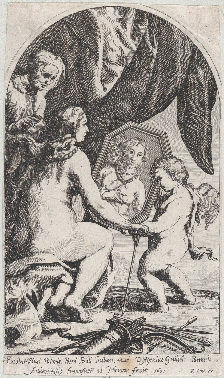 Vénus devant un miroir tenu par Cupidon tandis qu