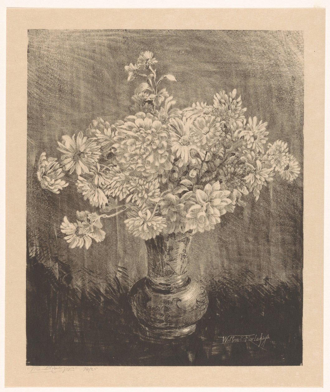 Chrysanthèmes dans un vase - Willem Roelofs (II) (signed by artist)