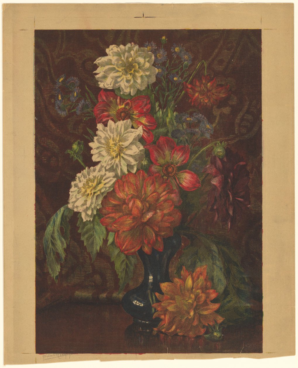 Vase avec dahlias - Willem Roelofs (II) (signed by artist)