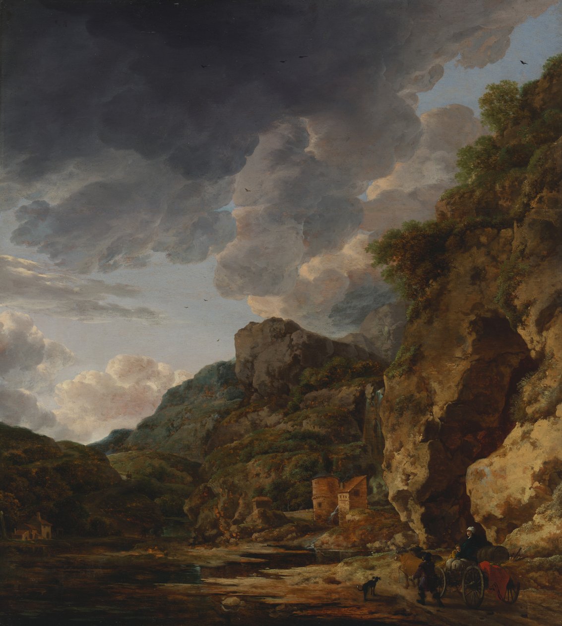 Paysage de montagne avec rivière et chariot, troisième quart du XVIIe siècle (huile sur panneau) - Willem Schellinks
