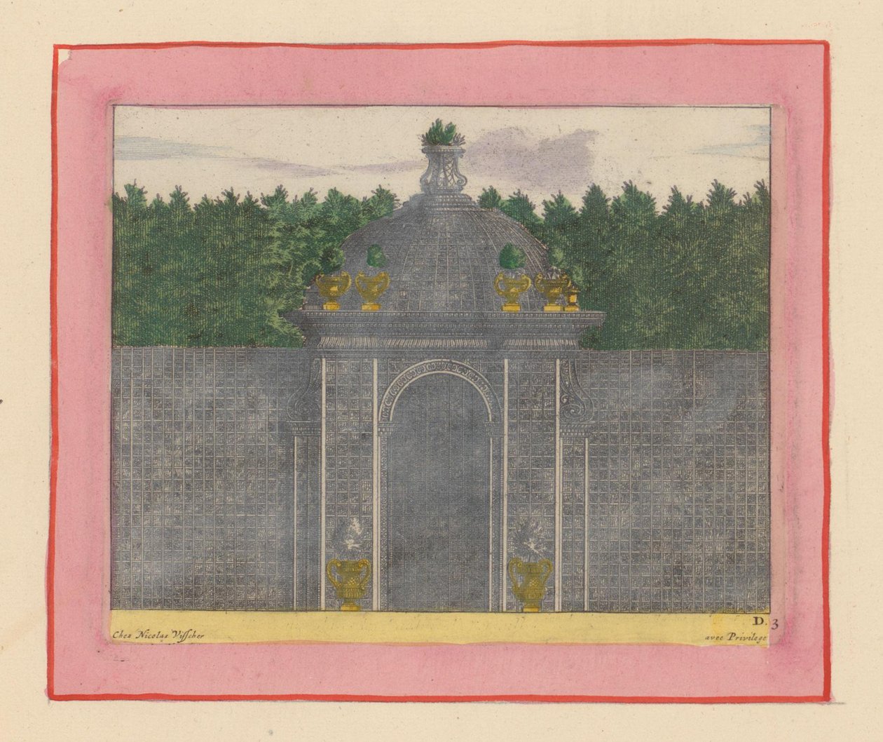 Pavillon mit Kuppel aus Lattenwerk in den Gärten von Versailles - Willem Swidde