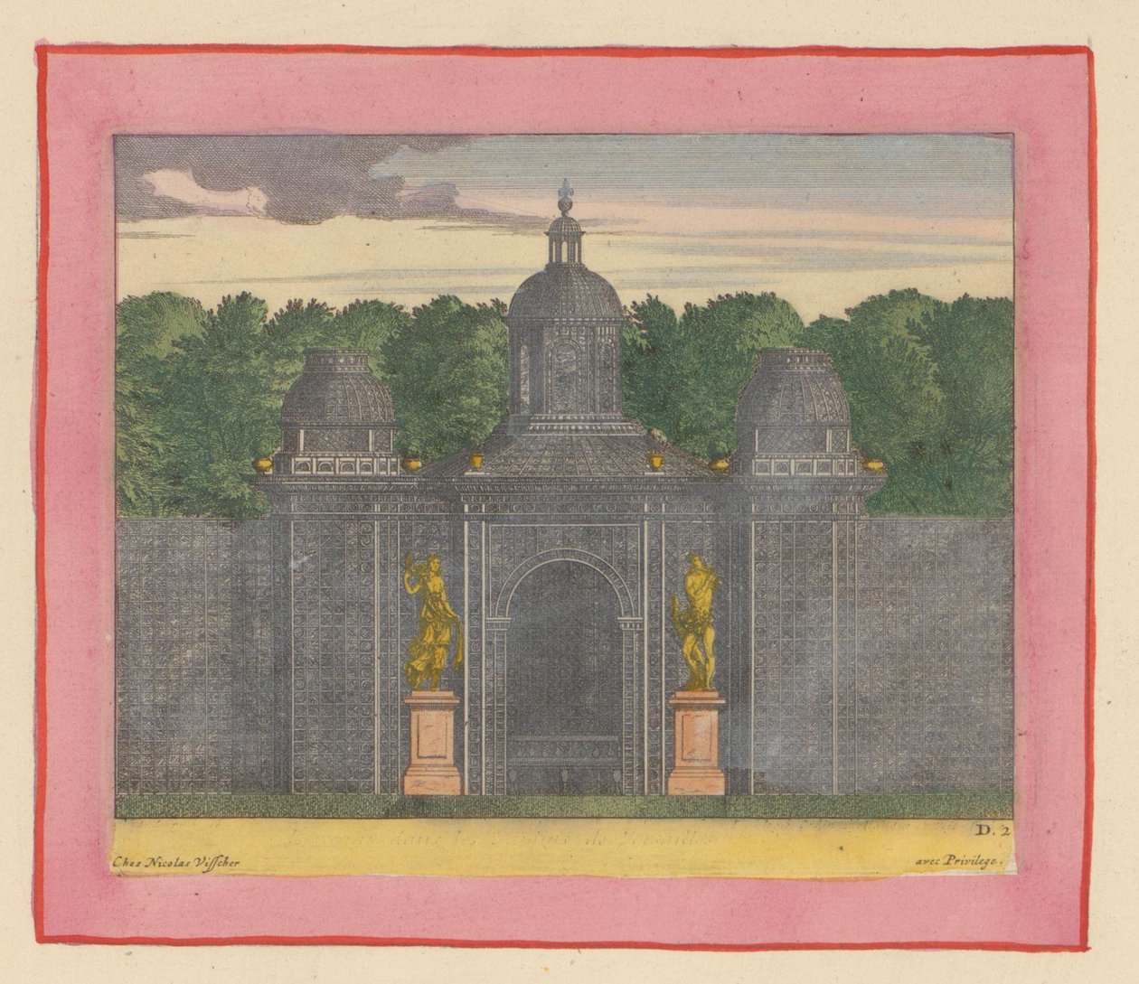 Pavillon aus Lattenwerk mit Musikerstatuen in den Gärten von Versailles - Willem Swidde
