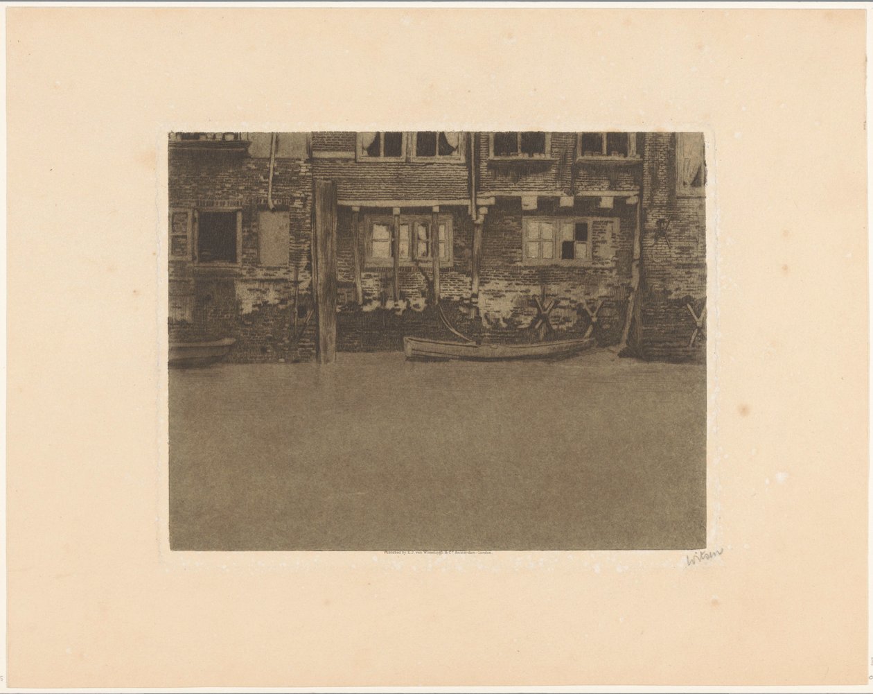 Façades arrière de la Voorstraat 463, 461 et 459 à Dordrecht - Willem Witsen (signed by artist)