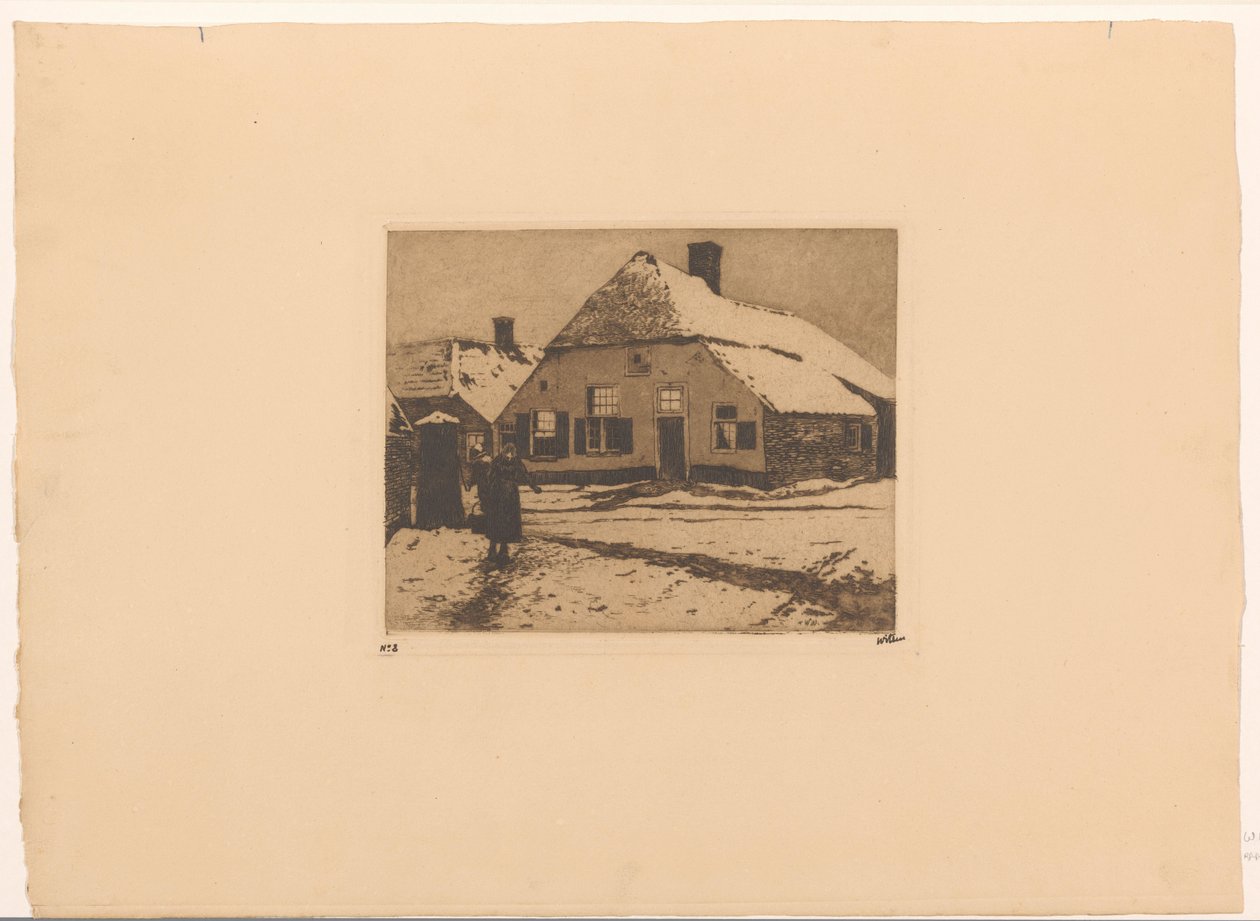 Maisons enneigées le long d