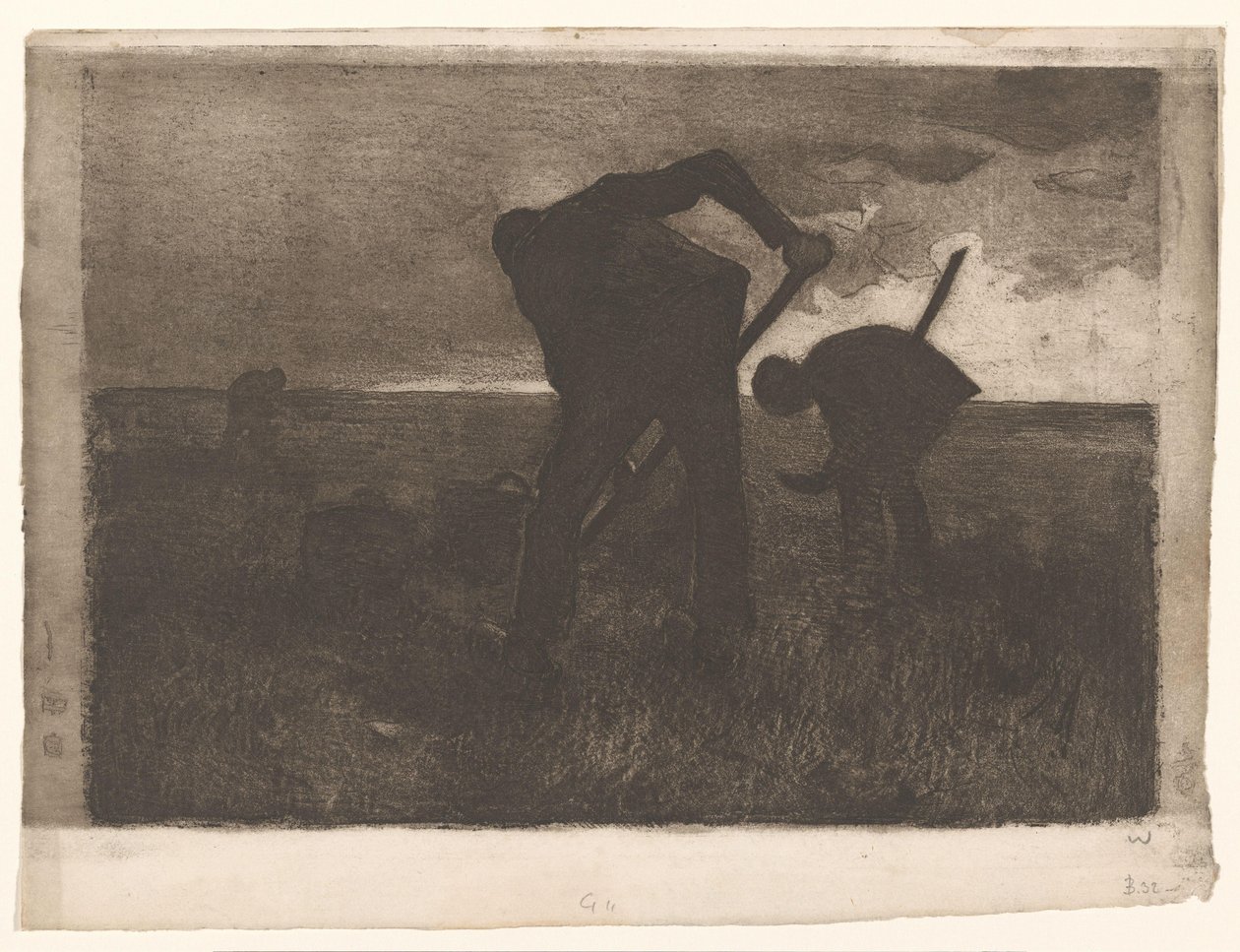 Trois ramasseurs de pommes de terre - Willem Witsen (signed by artist)