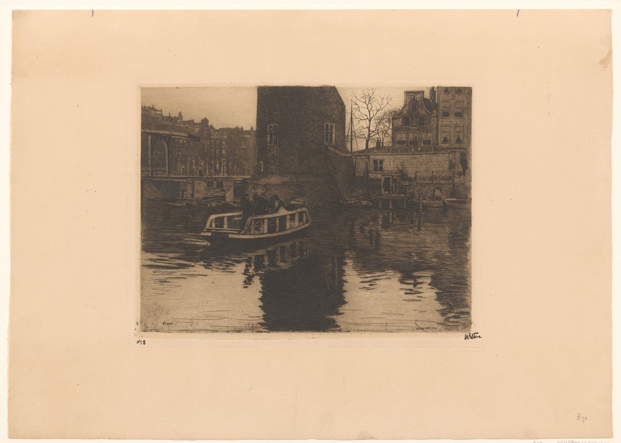 Vue sur le passage à niveau près de la Montelbaanstoren à Amsterdam - Willem Witsen (signed by artist)