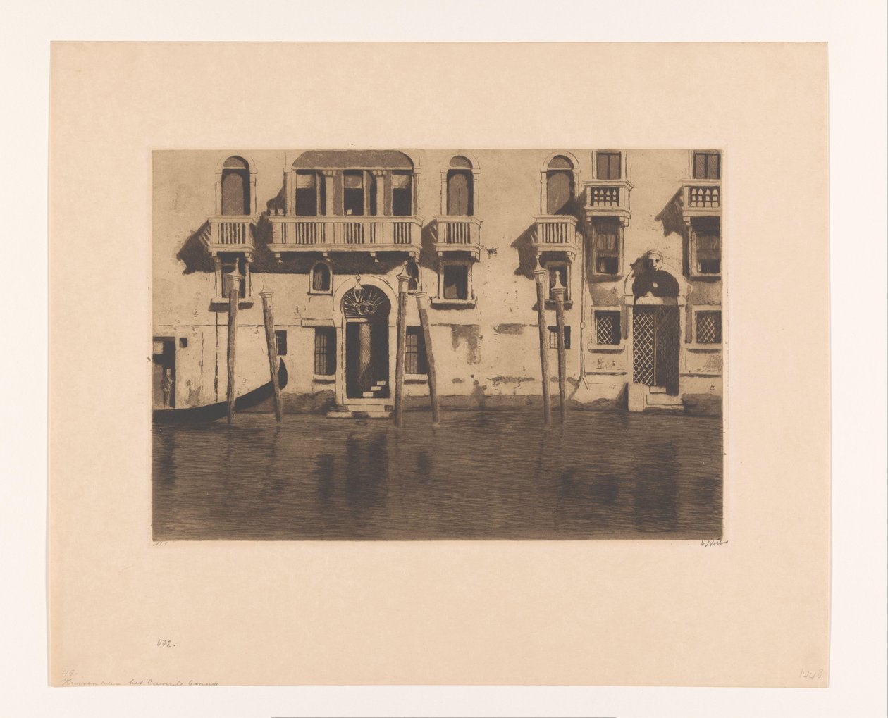 Vue des façades et des pieux le long du Grand Canal à Venise - Willem Witsen (signed by artist)