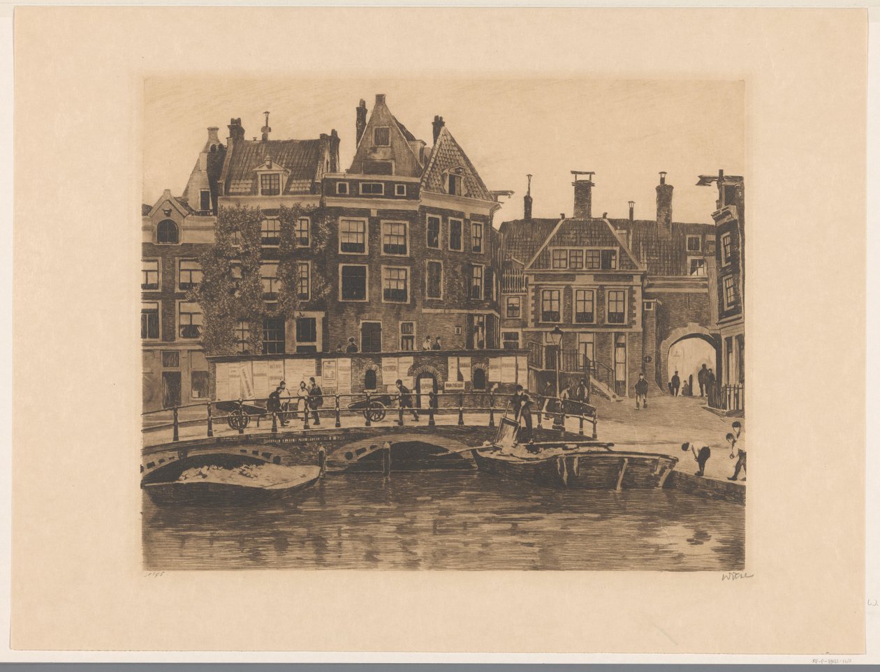 Vue sur la place de la Bourse à Amsterdam - Willem Witsen (signed by artist)