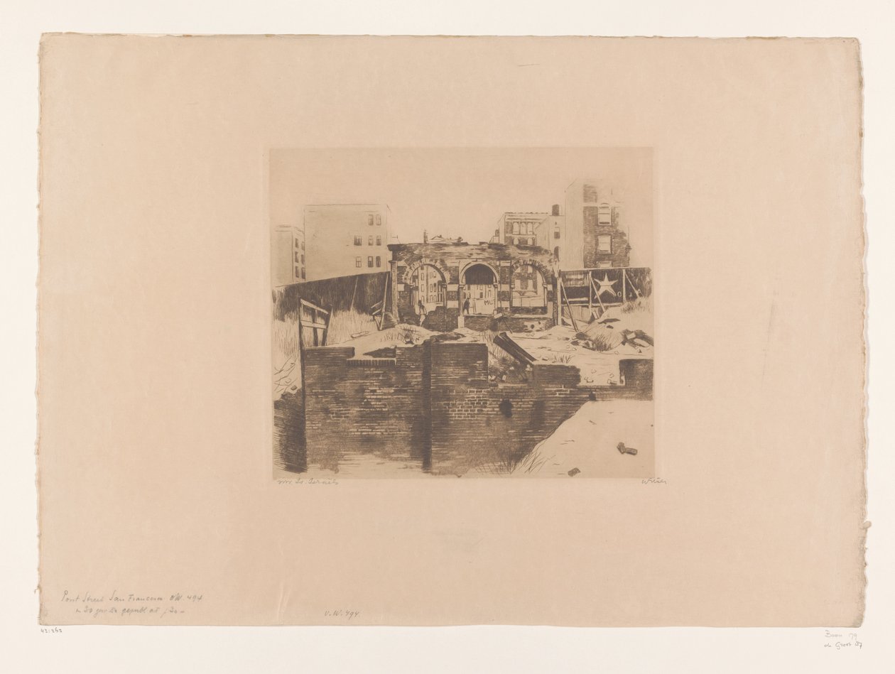 Vue des ruines de Post Street, San Francisco - Willem Witsen (signed by artist)