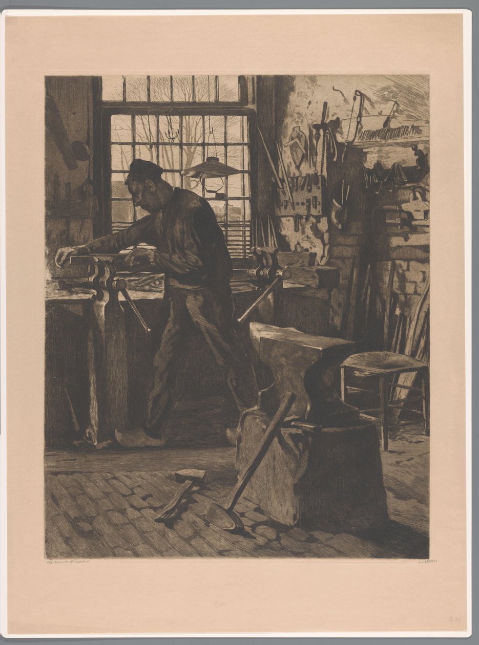 Forgeron au travail près d
