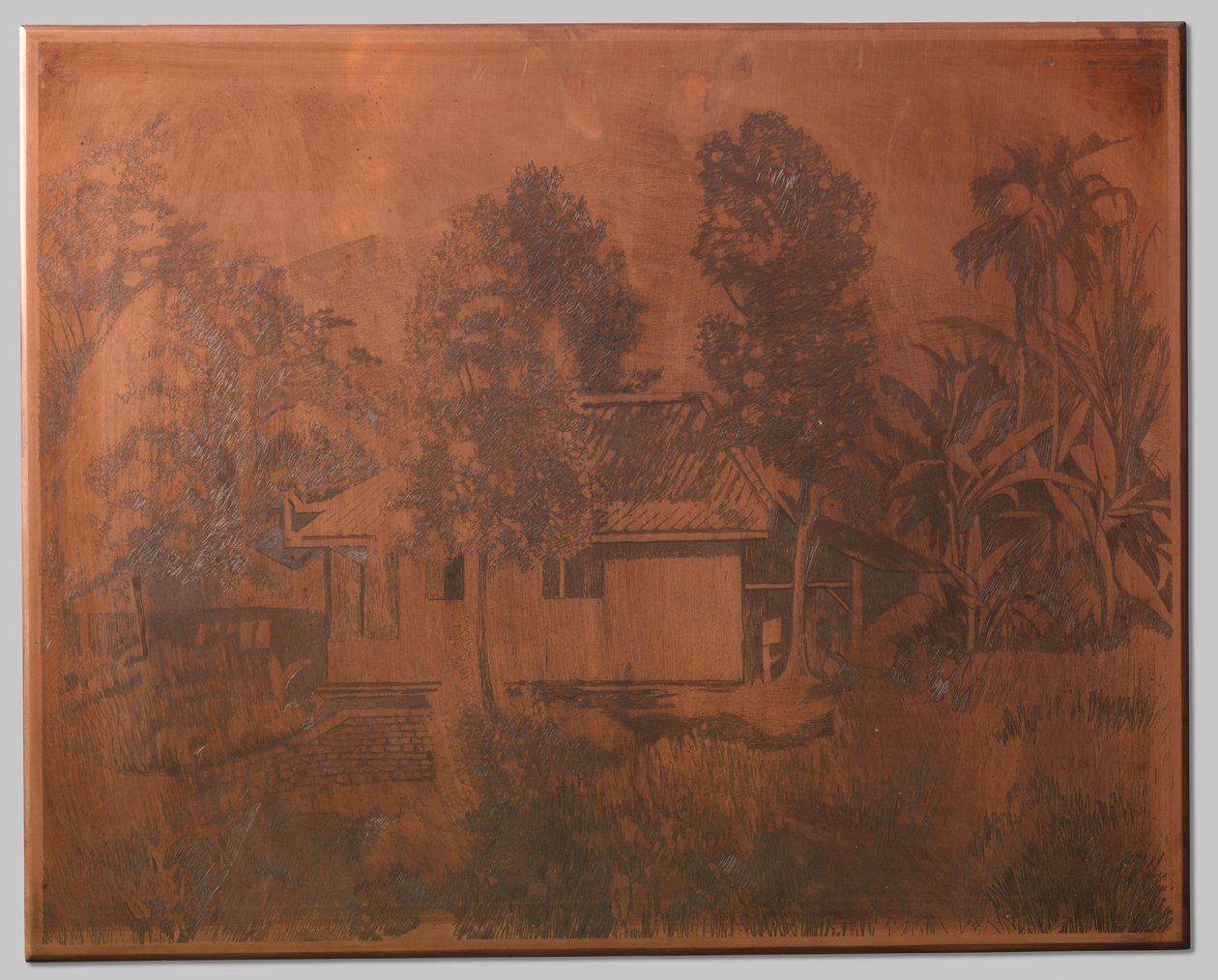 Buitenzorg, maison avec volcan en arrière-plan - Willem Arnoldus Witsen