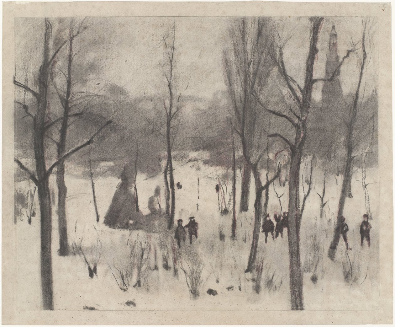 Enfants entre les arbres dans la neige - Willem Arnoldus Witsen