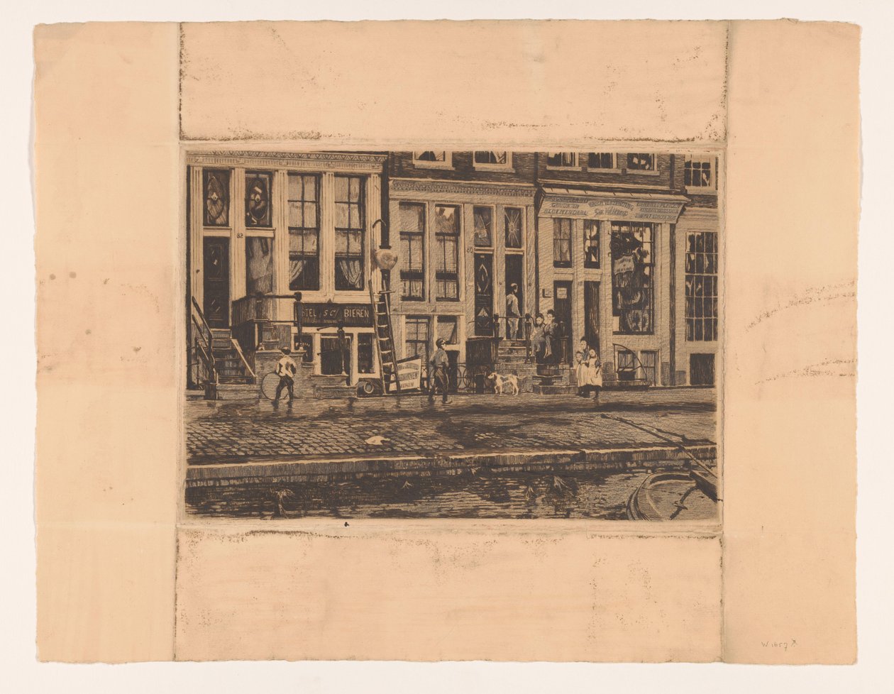 Oude Waal mit der Waschanlage der Schwestern Veltkamp - Willem Witsen