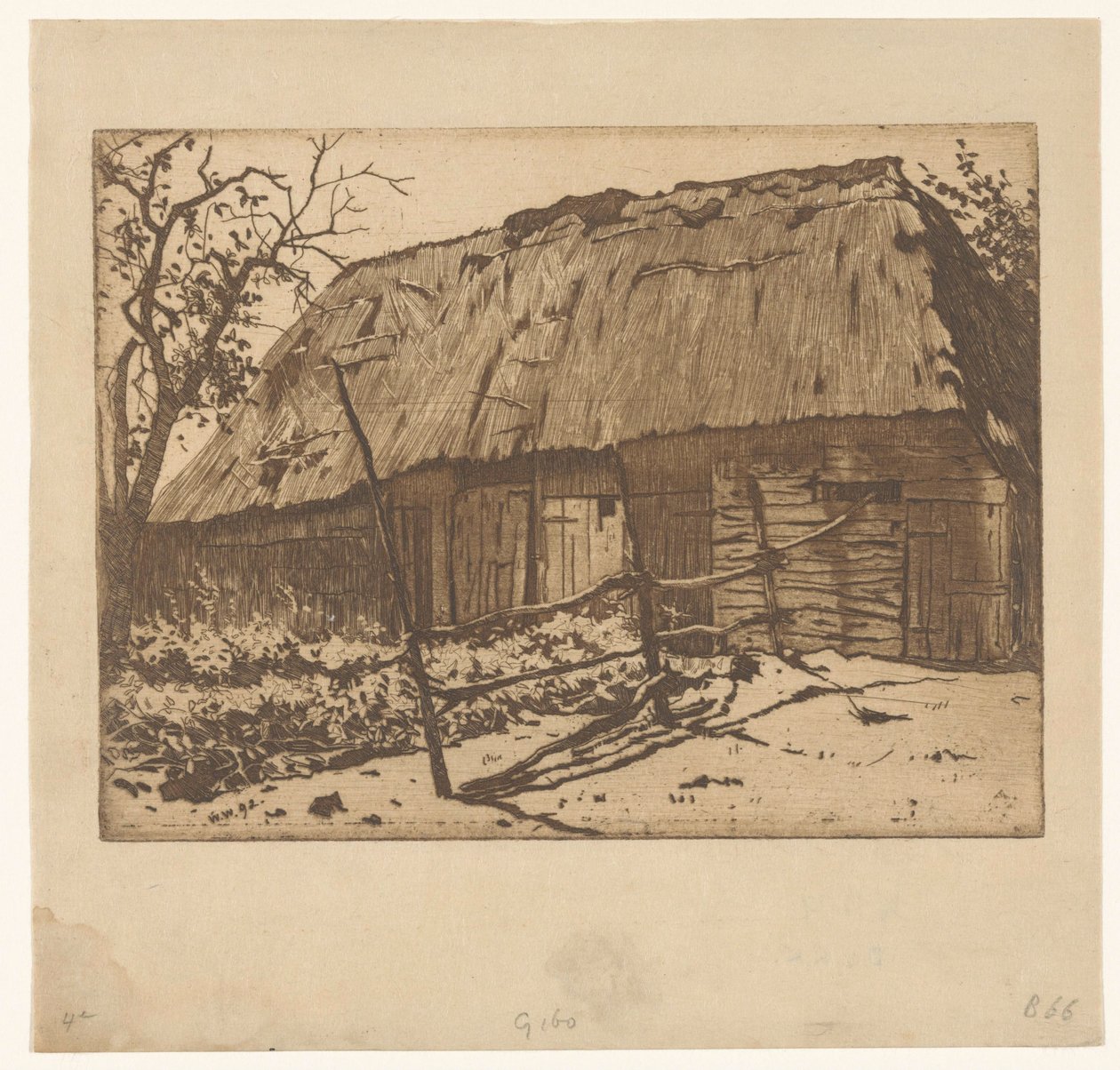 Grange avec clôture en Brabant - Willem Arnoldus Witsen