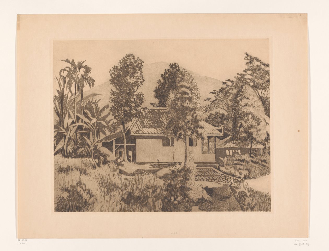 Maison à Bogor avec une montagne en arrière-plan - Willem Arnoldus Witsen