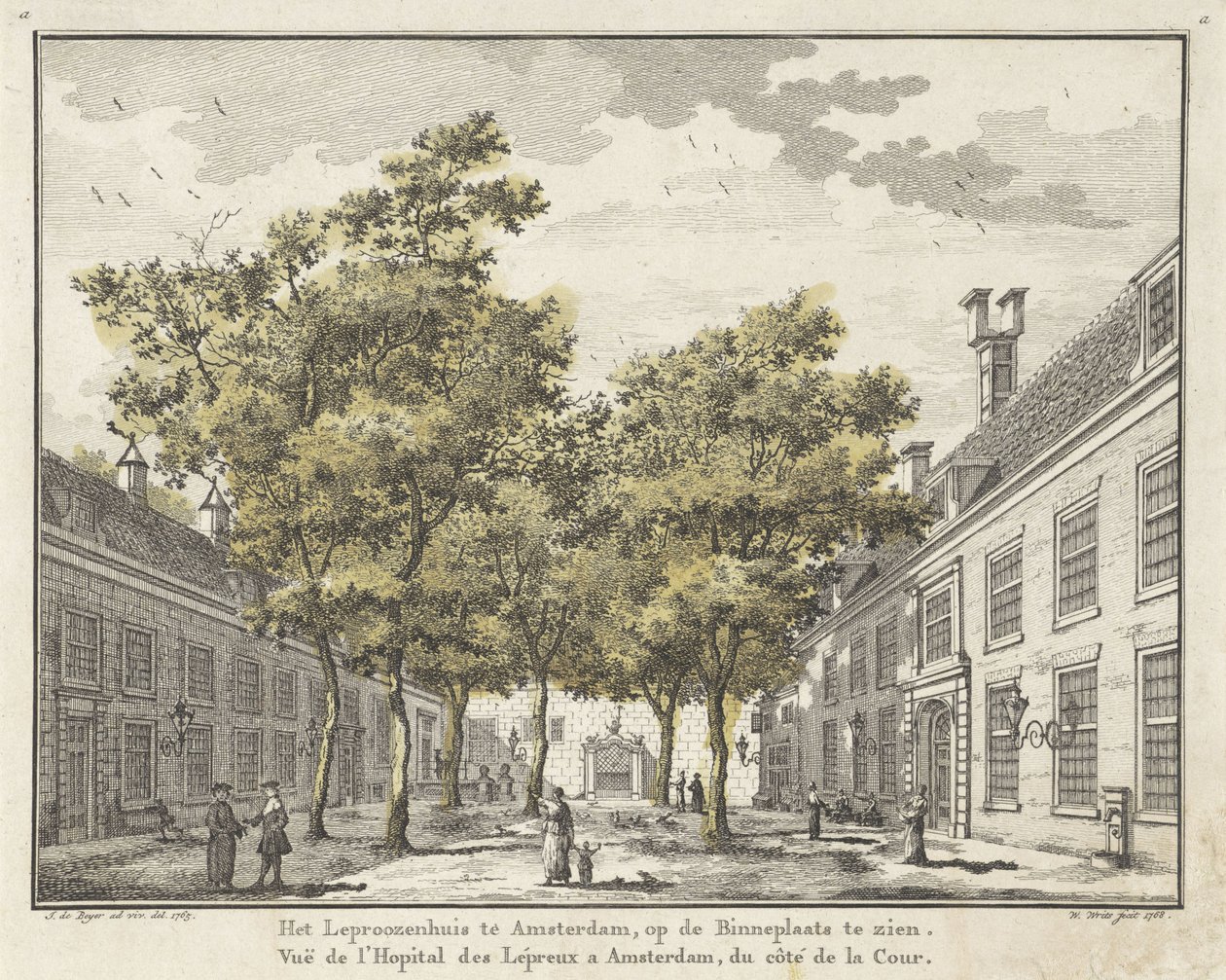Vue de la cour de la maison des lépreux à Amsterdam - Willem Writs