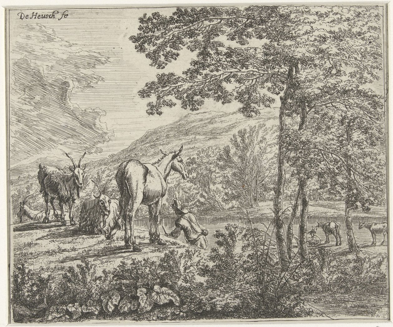 Paysage avec une mule et des chèvres - Willem de Heusch