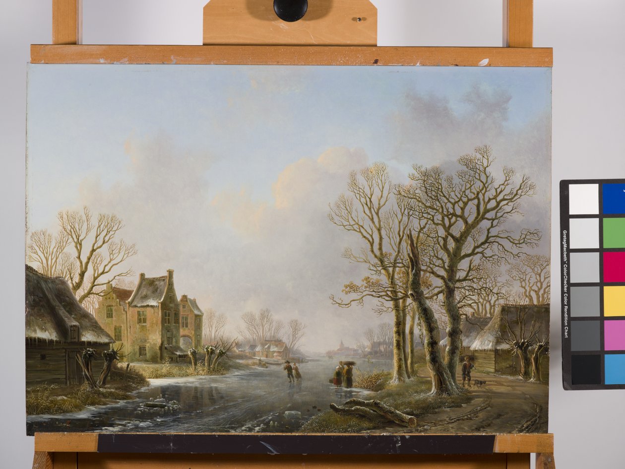 Patineurs sur une rivière gelée, Dordrecht - Willem de Klerk