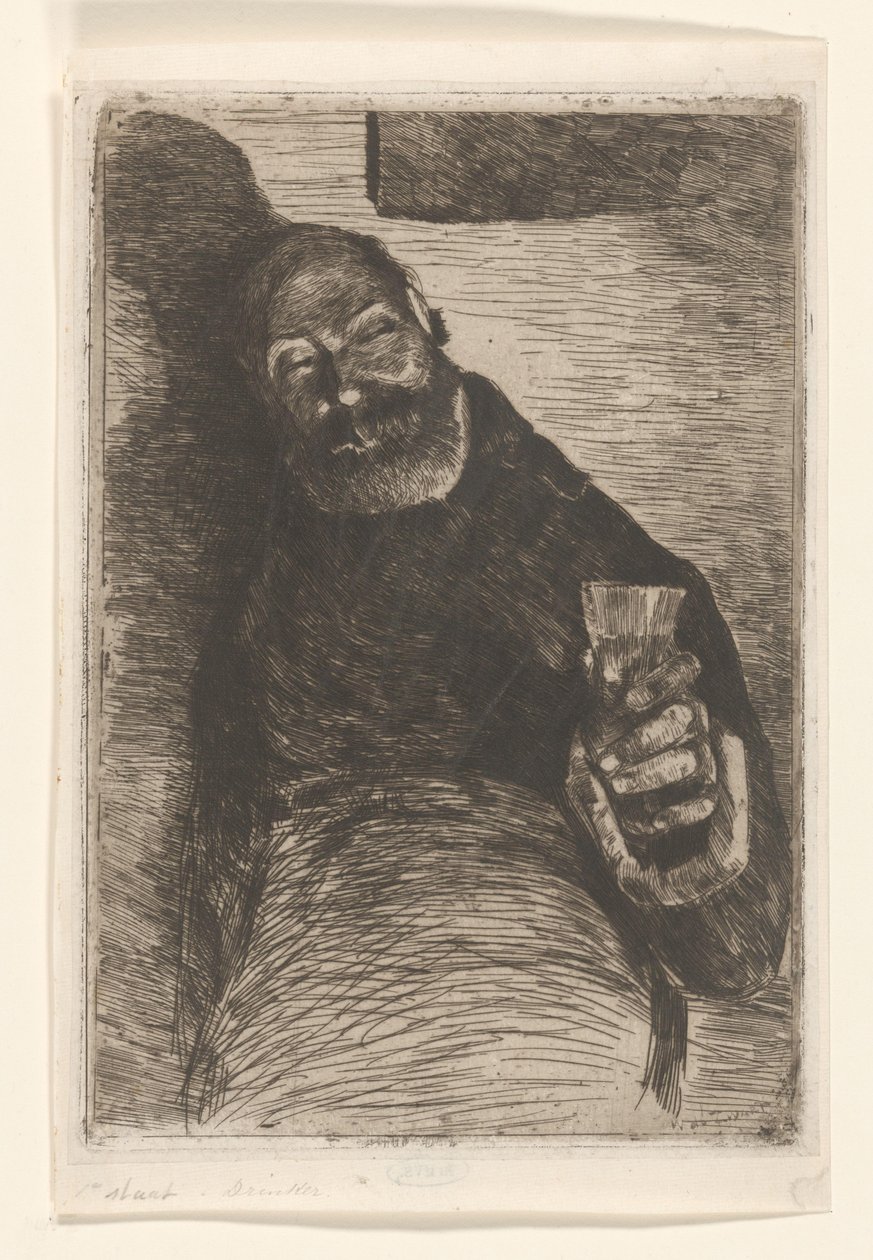 Buveur (Homme avec un verre levé) - Willem de Zwart (signed by artist)