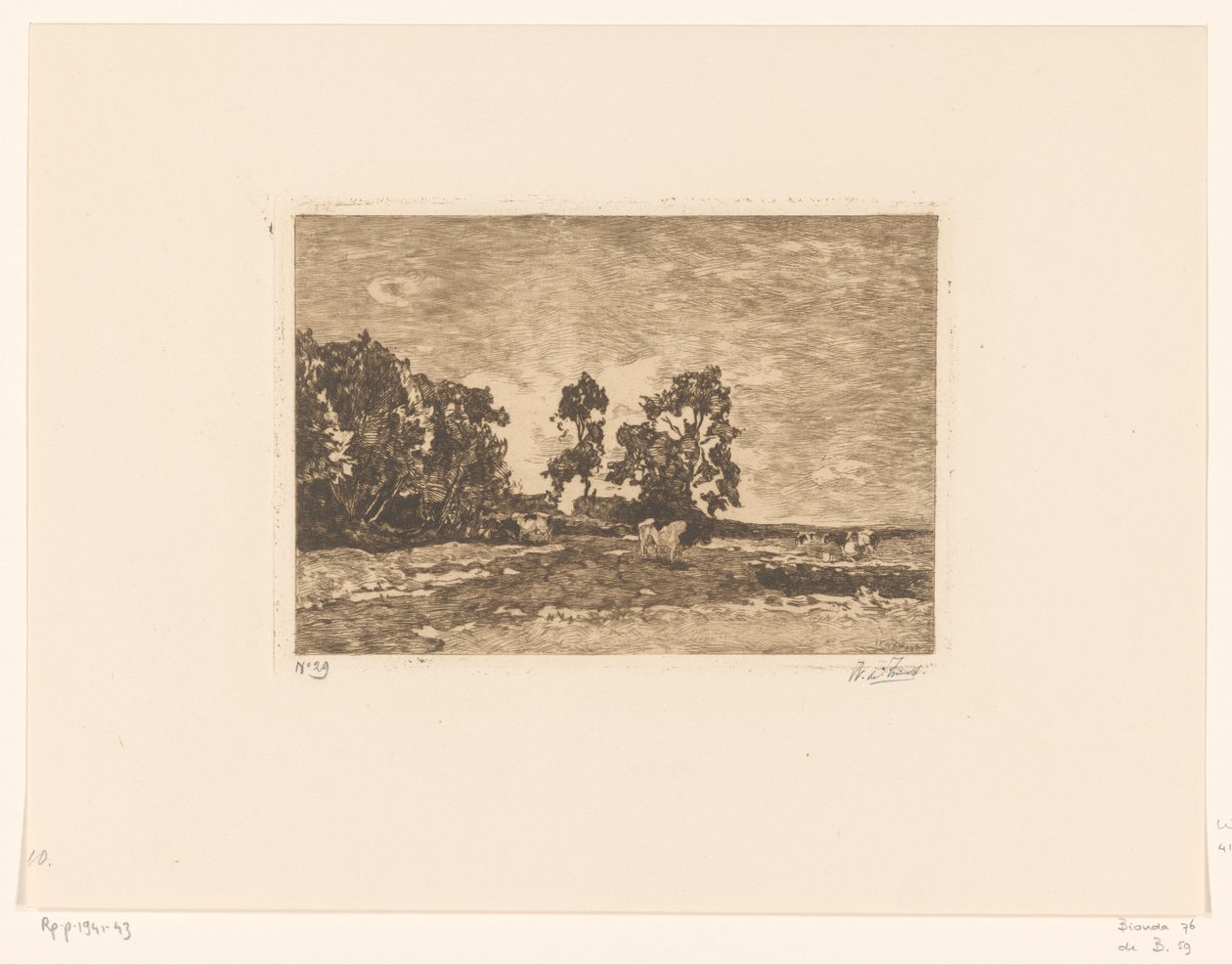 Prairie avec vaches - Willem de Zwart (signed by artist)