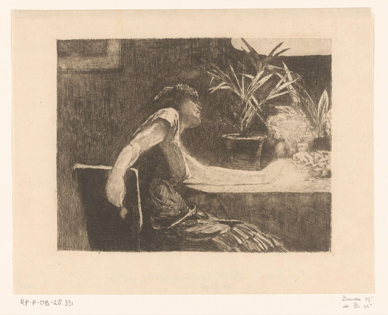 Femme à une table avec des fleurs - Willem de Zwart