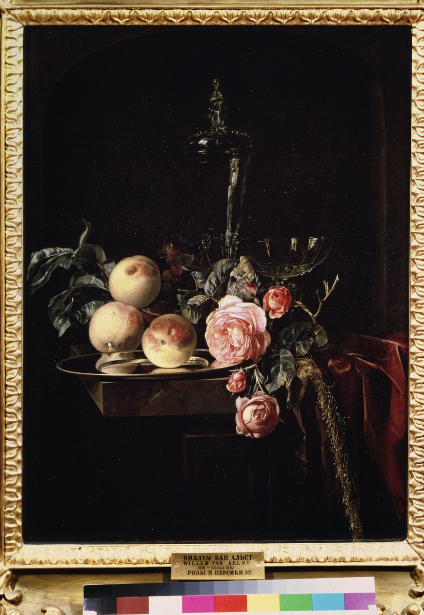 Nature morte de roses et de pêches - Willem van Aelst