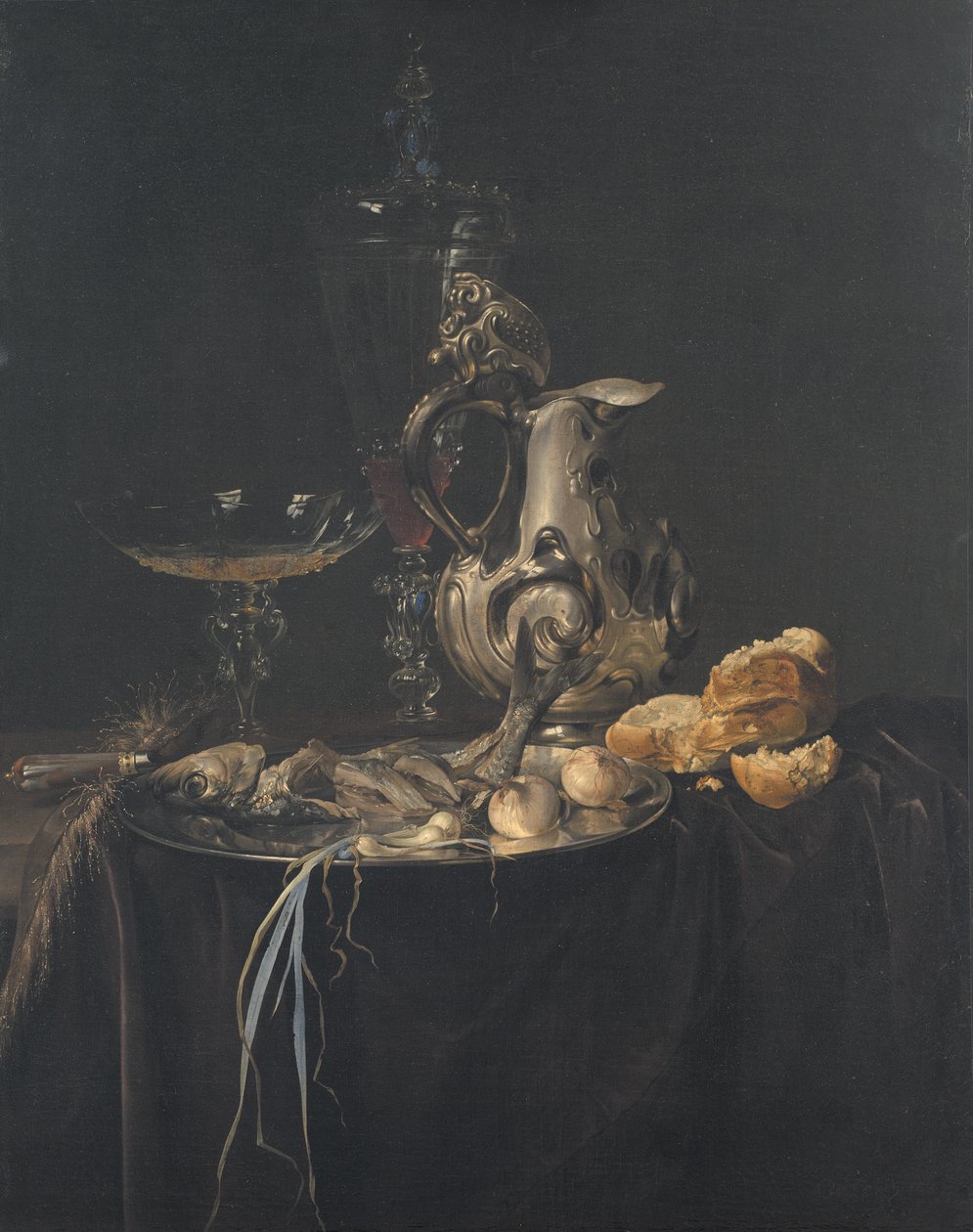 Nature morte. Petit déjeuner avec une cruche en argent - Willem van Aelst
