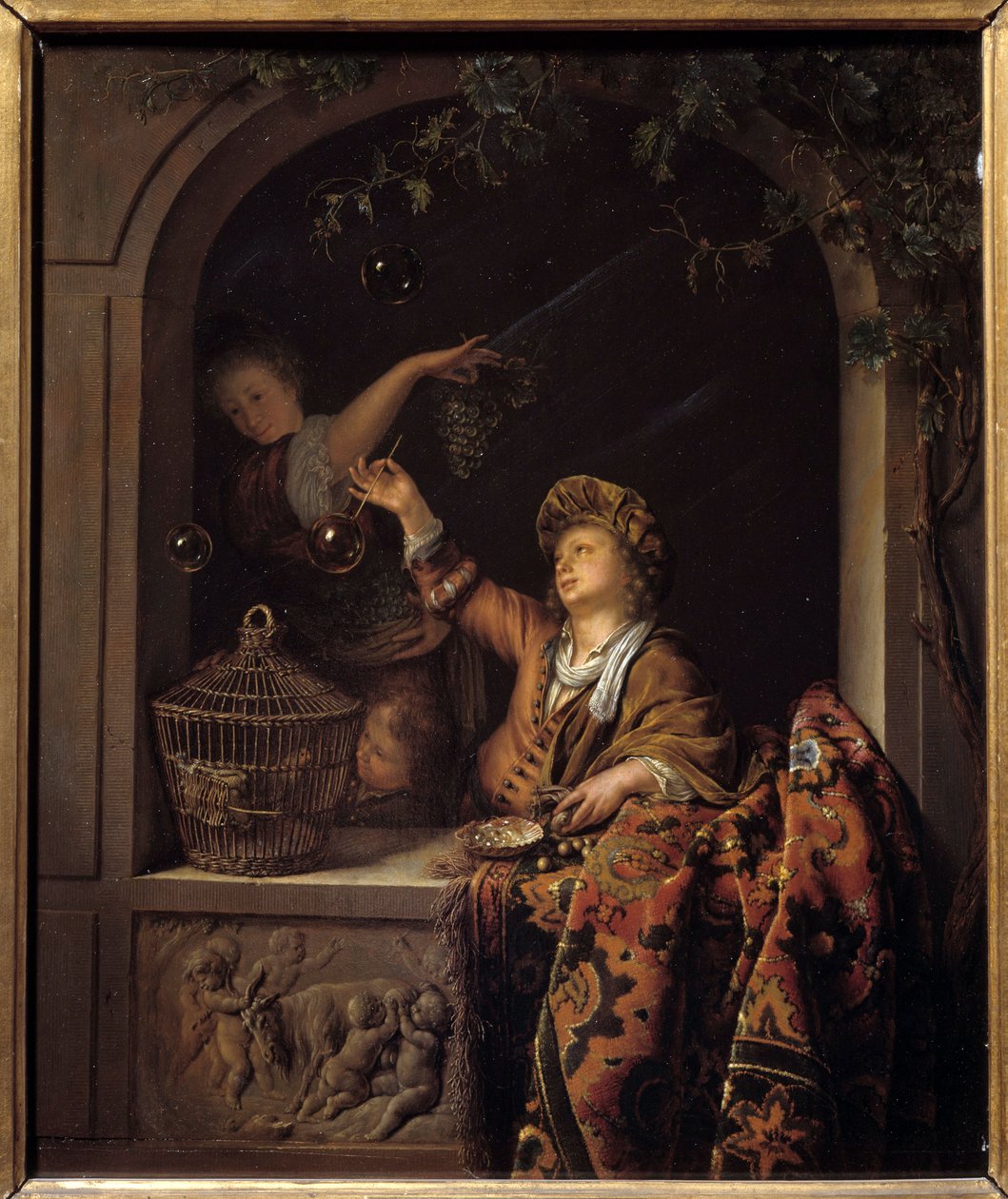 Bulles de savon. Peinture de Willem Van Mieris (1662 - 1747) - Willem Van Mieris