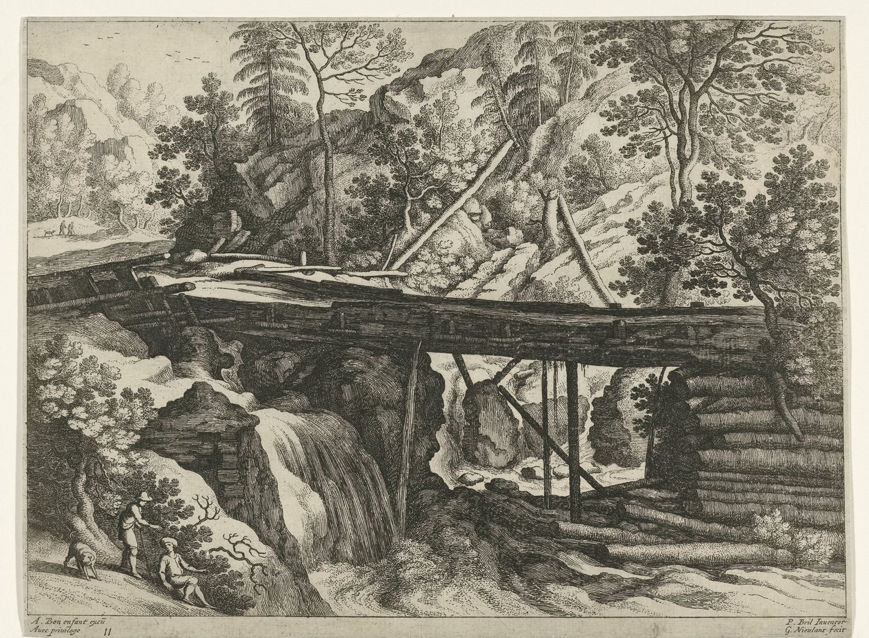 Paysage de montagne avec aqueduc en bois - Willem van Nieulandt (II)