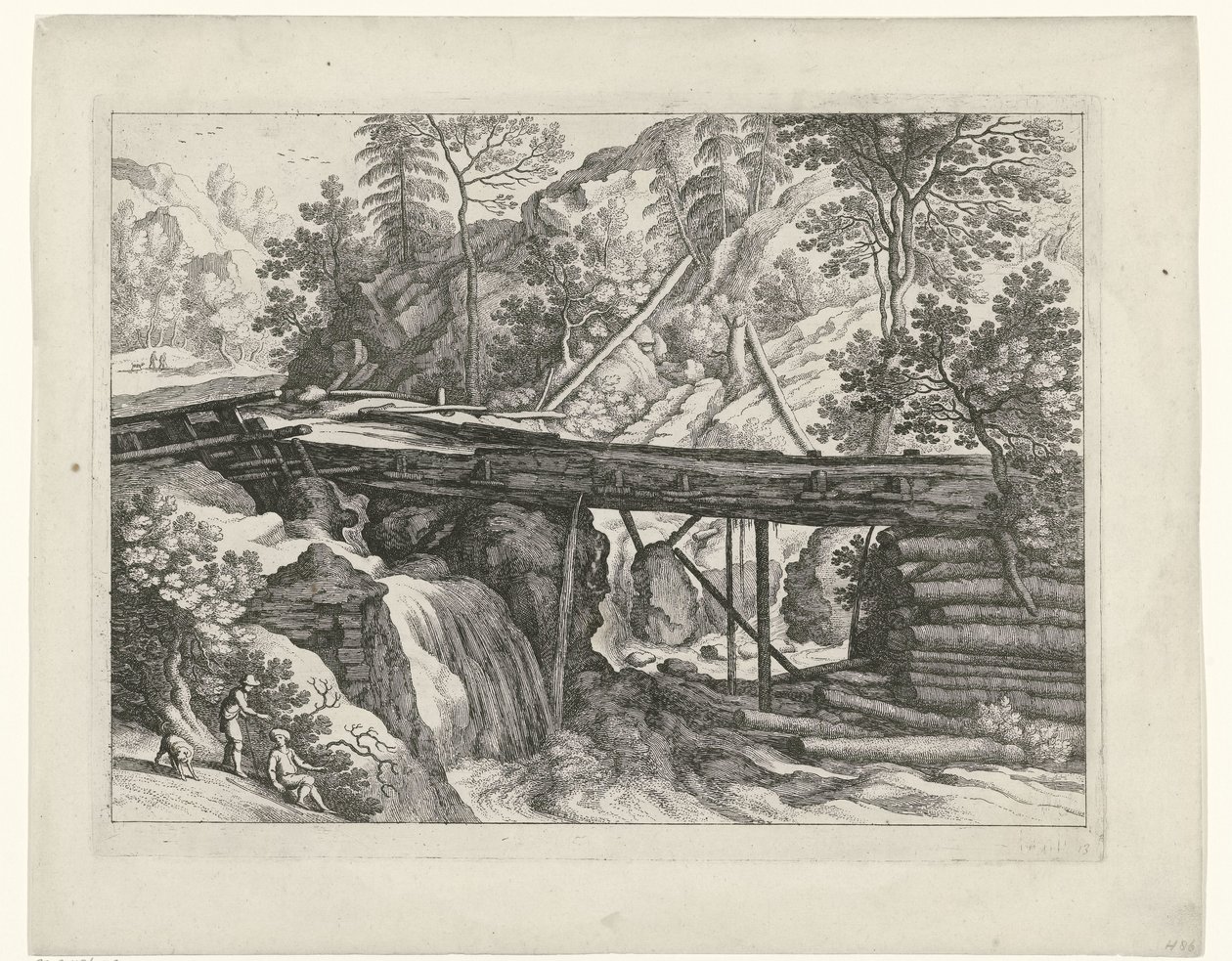 Paysage montagneux avec aqueduc en bois - Willem van Nieulandt (II)