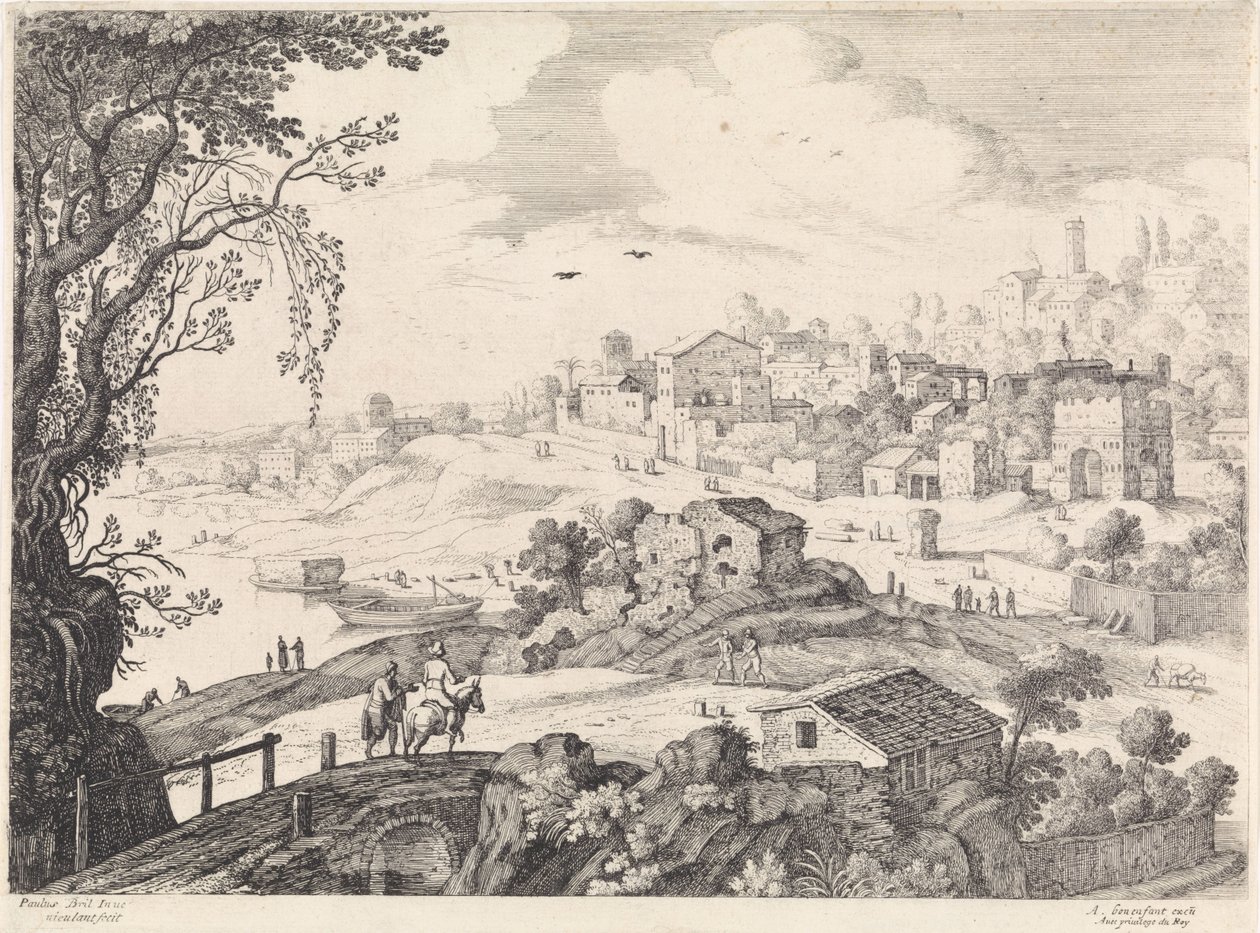 Paysage italien avec une ville - Willem van Nieulandt (II)