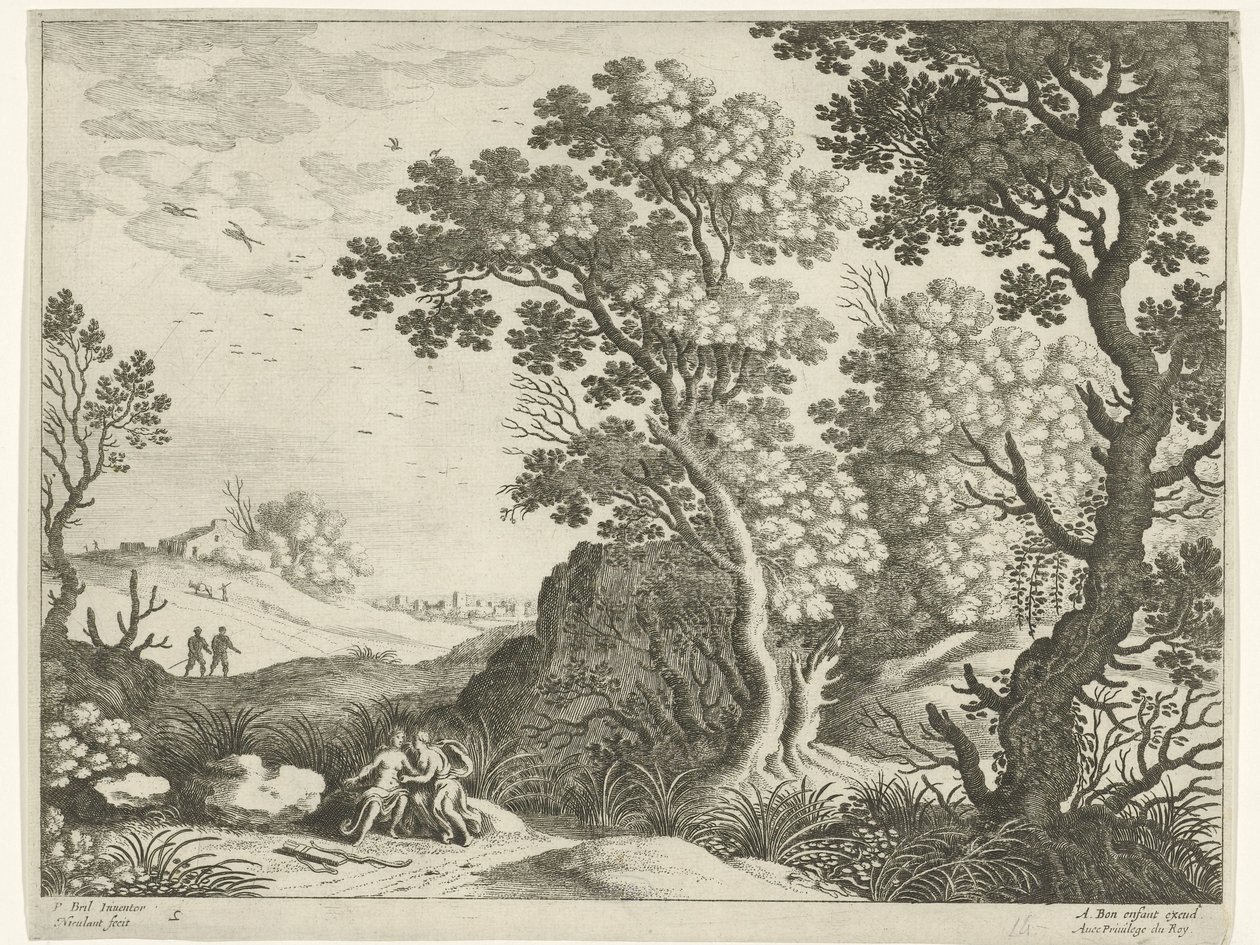 Paysage avec Diane et une nymphe (Paysages italiens) - Willem van Nieulandt (II)