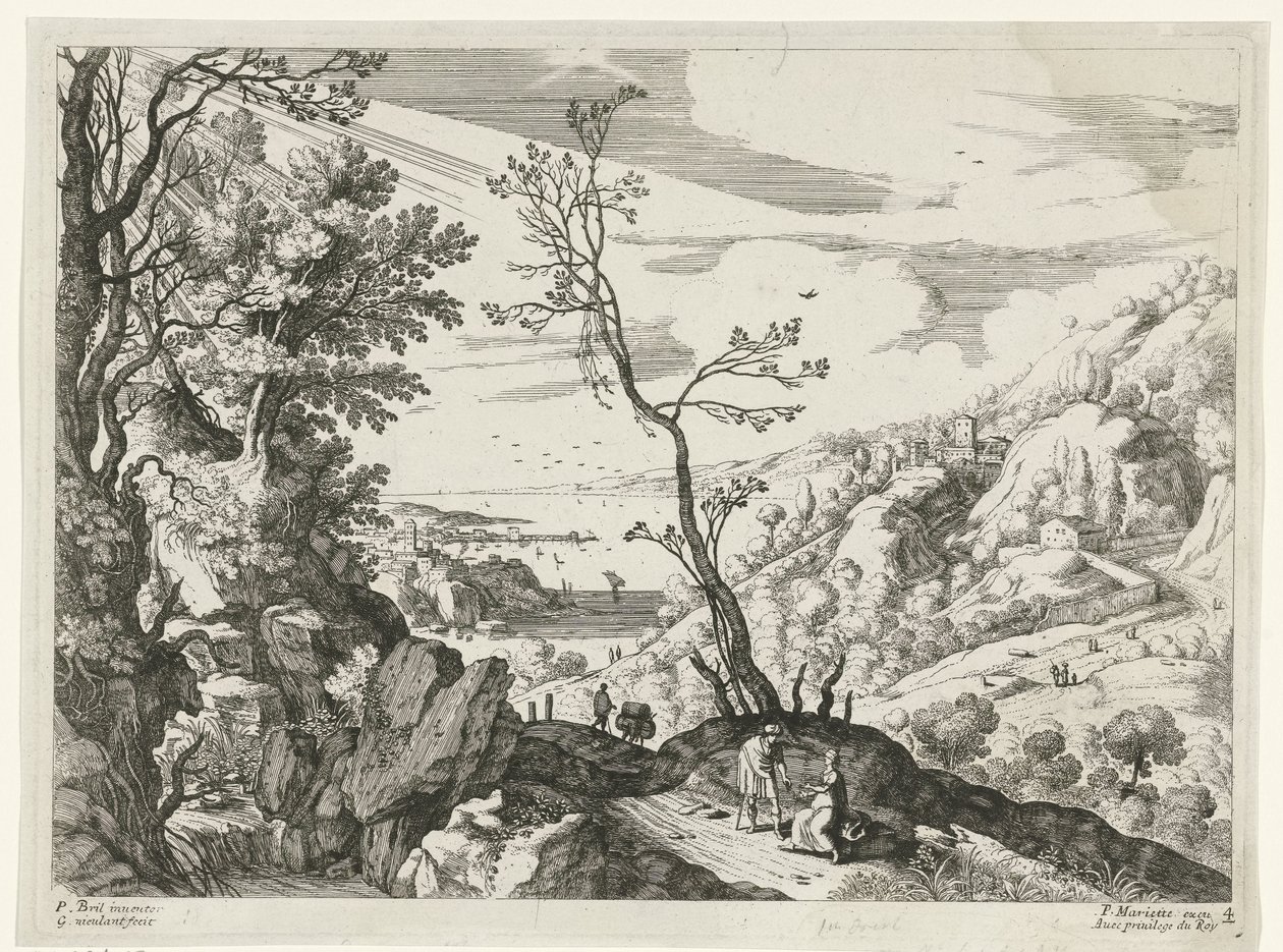 Paysage avec Juda et Tamar (Italiaanse landschappen) - Willem van Nieulandt (II)