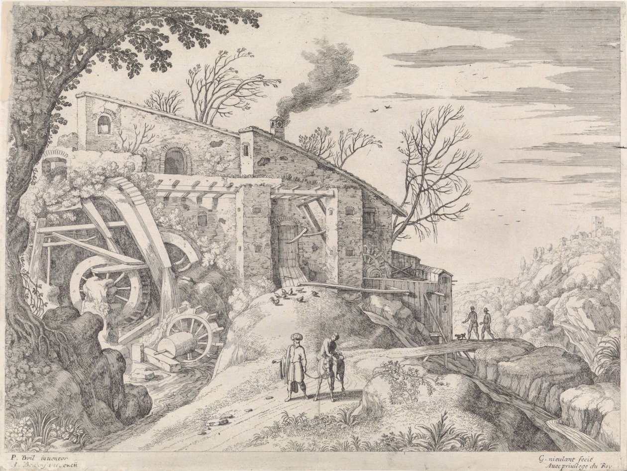 Landschap met een watermolen en de barmhartige Samaritaan - Willem van Nieulandt (II)