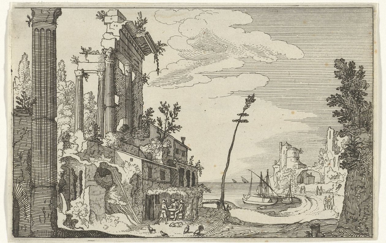 Ruines romaines près de la mer (Romeinse ruïnes en kustlandschappen) - Willem van Nieulandt (II)