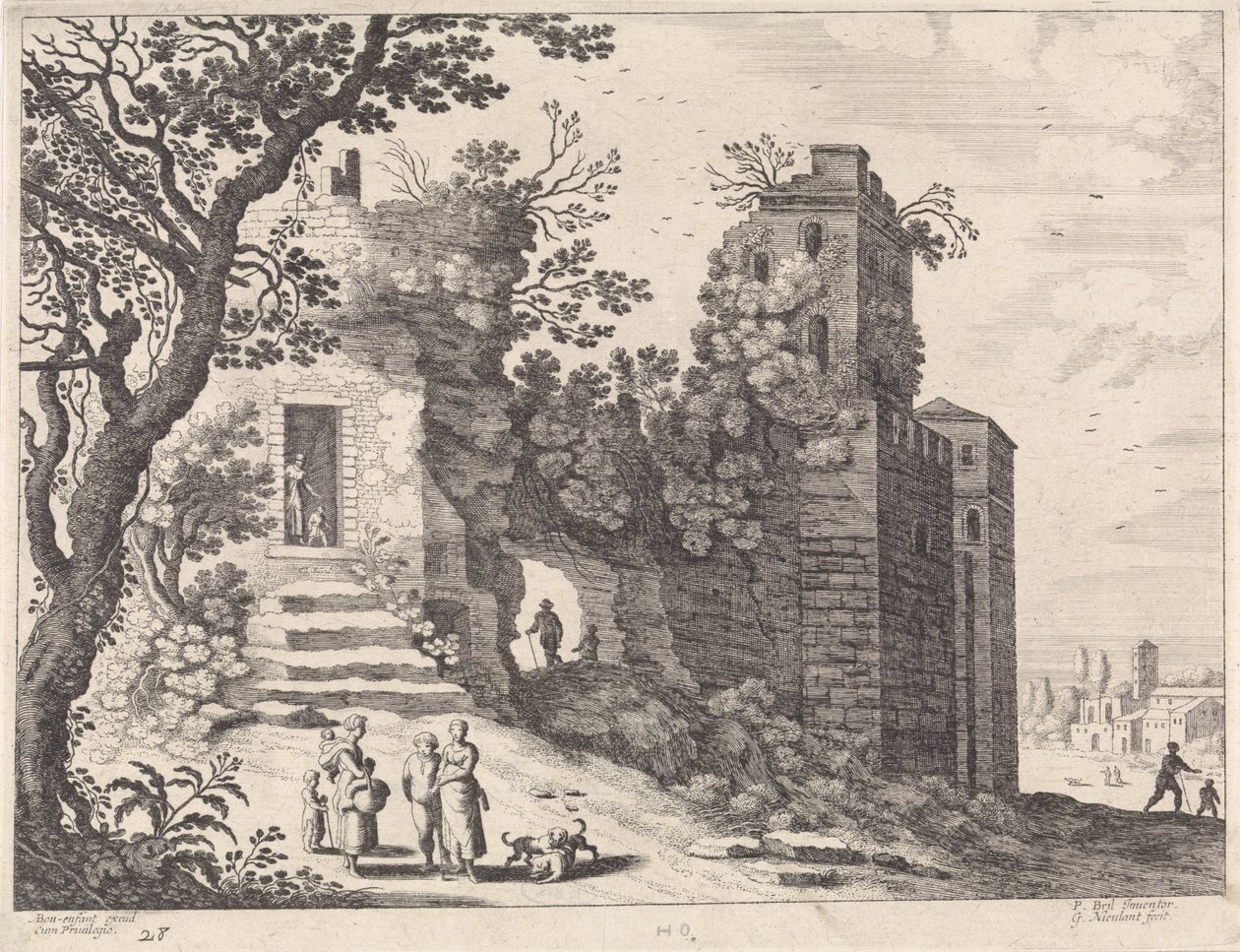 Ruine avec un groupe de femmes et d