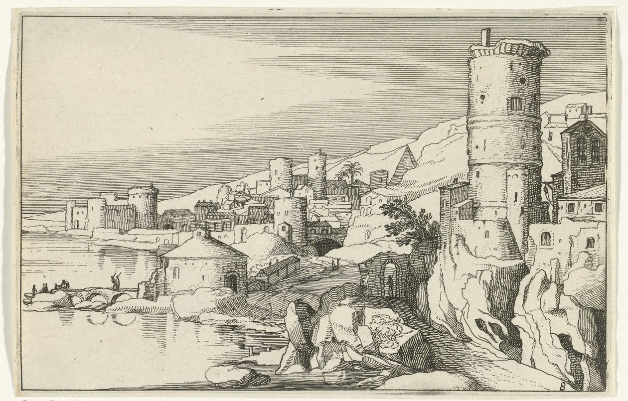 Ville avec tours au bord de l