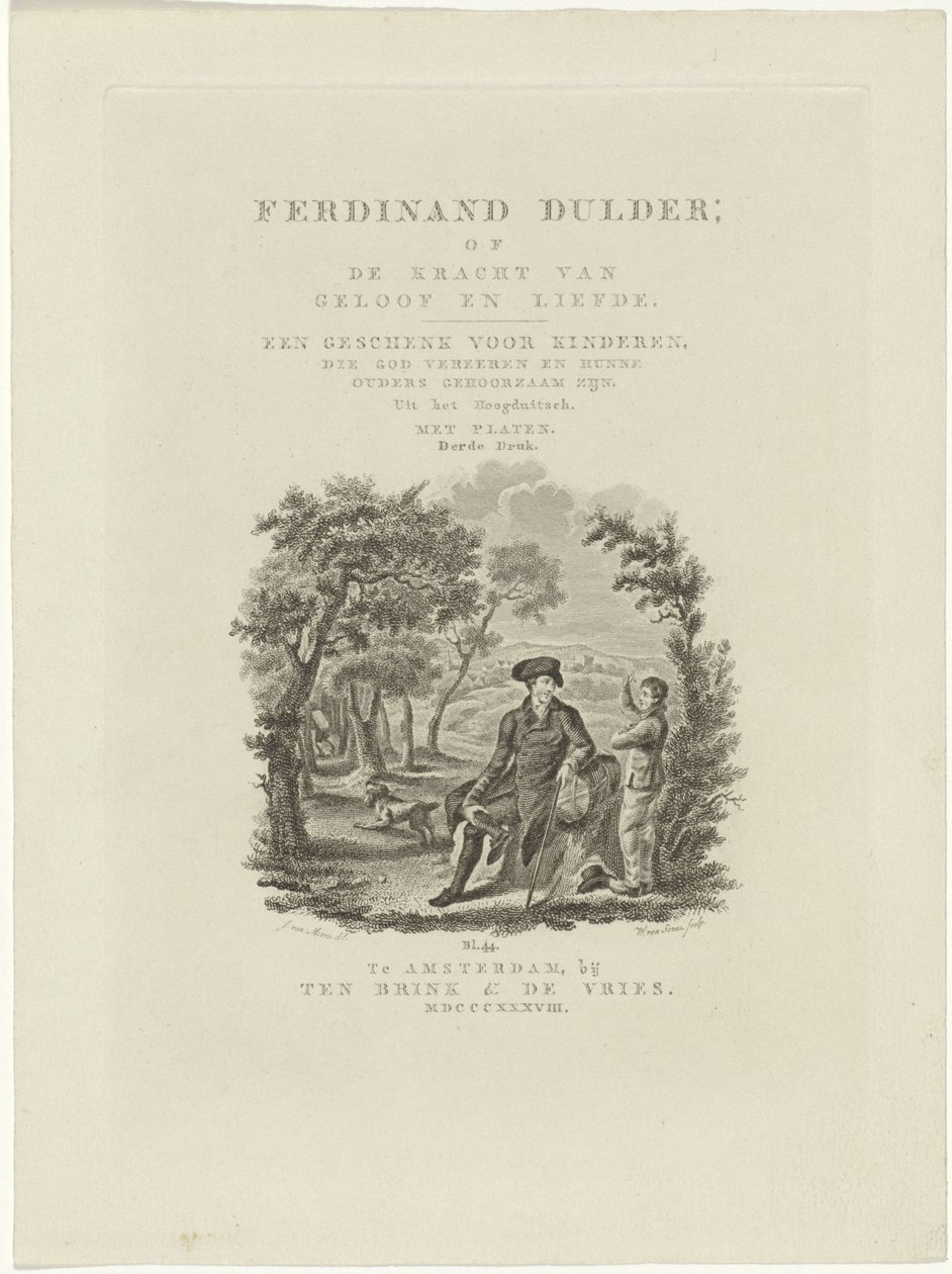 Voyageur assis et un garçon dans un paysage - Willem van Senus