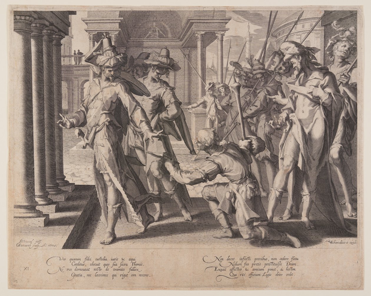 Allégorie de la justice, planche 11 des Trônes de justice (Thronus Iustitiae) - Willem van Swanenburgh