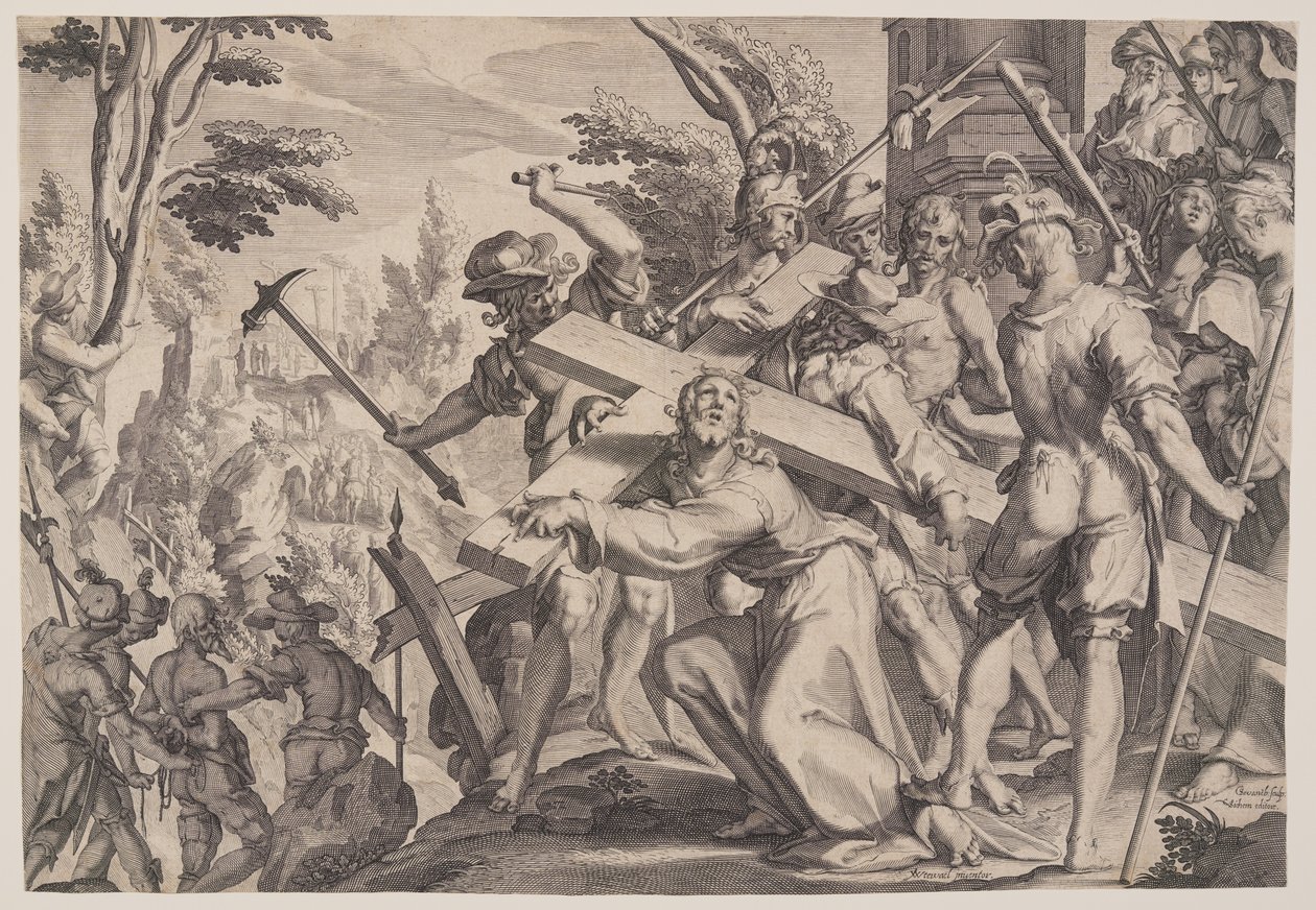 Le Christ portant la croix, planche 4 des Trônes de justice (Thronus Iustitiae) - Willem van Swanenburgh