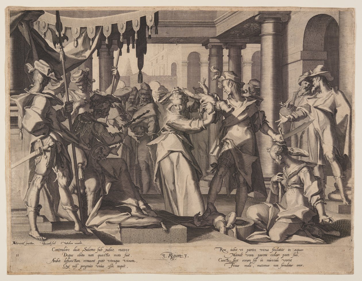 Jugement de Salomon, planche 2 des Trônes de justice (Thronus Iustitiae) - Willem van Swanenburgh